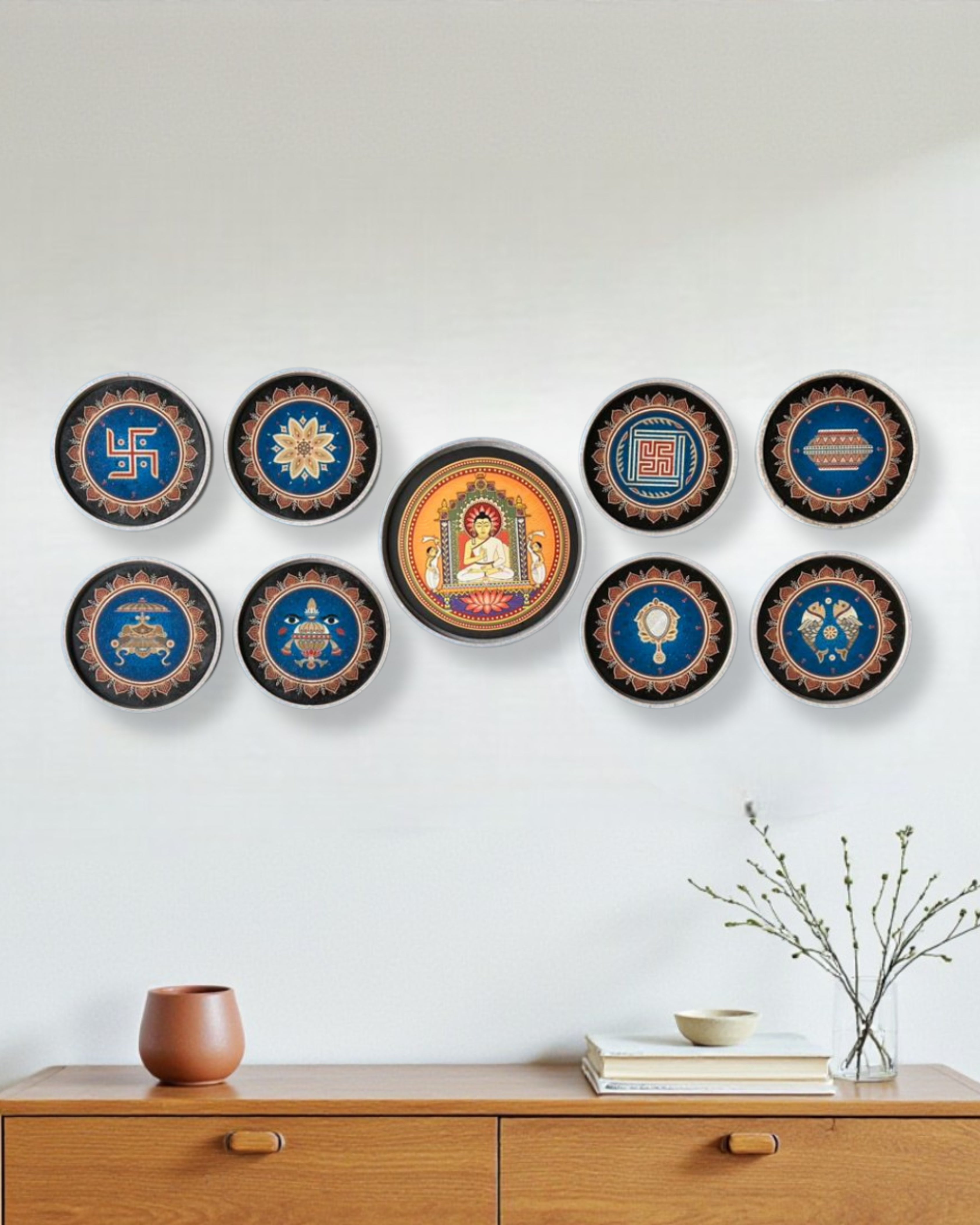 ASHTAMANGAL SET (18.5CM) + MAHAVIR SWAMI (25 CM)