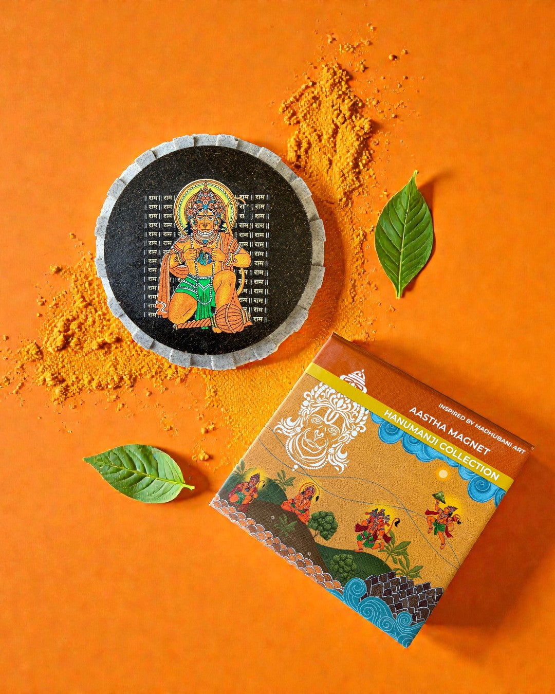 AASTHA MAGNET  - Hanumanji with Shri Ram and Sitaji (Circle)