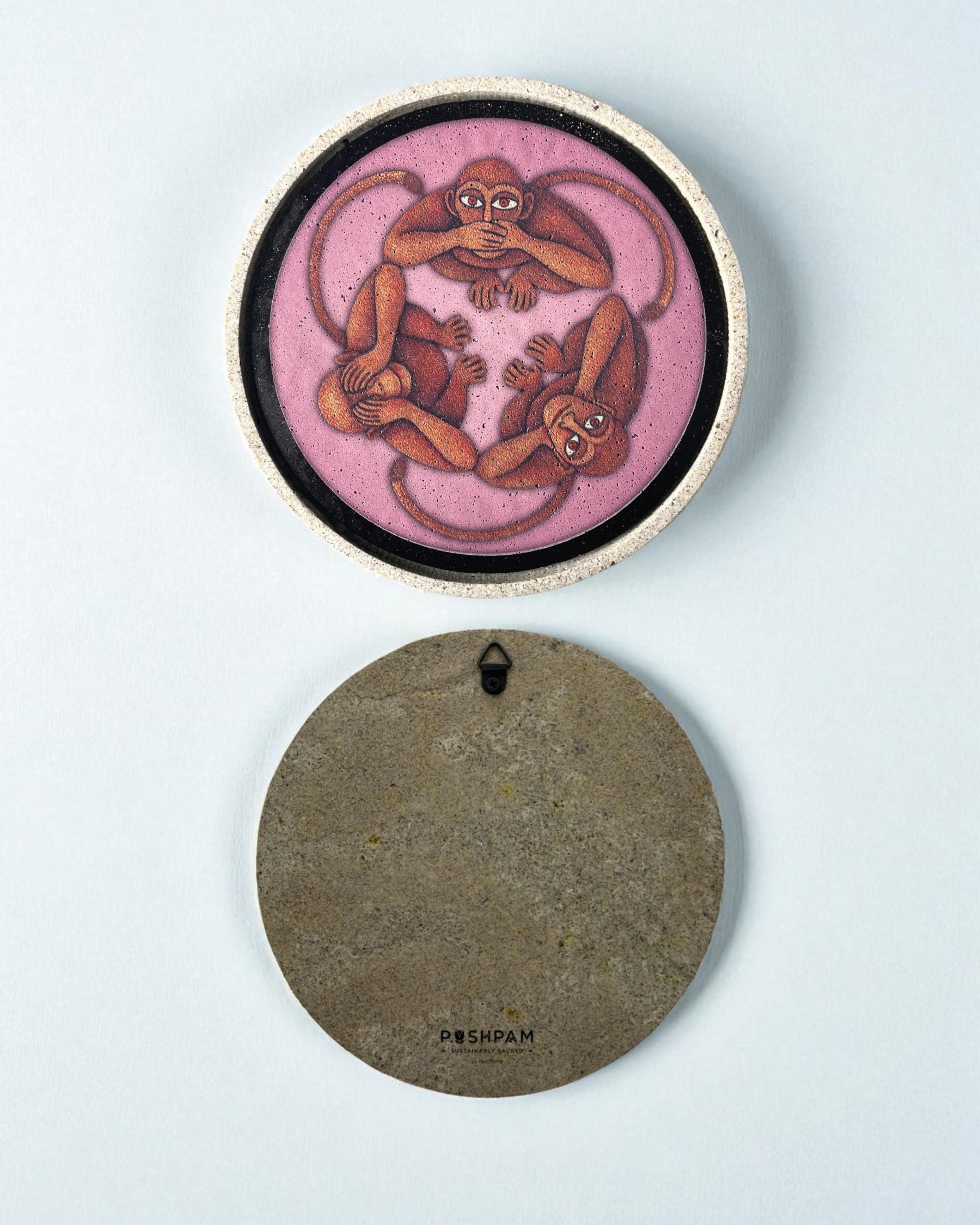 THREE WISE MONKEYS DECOR PLATE - ROSE (18.5 cm)