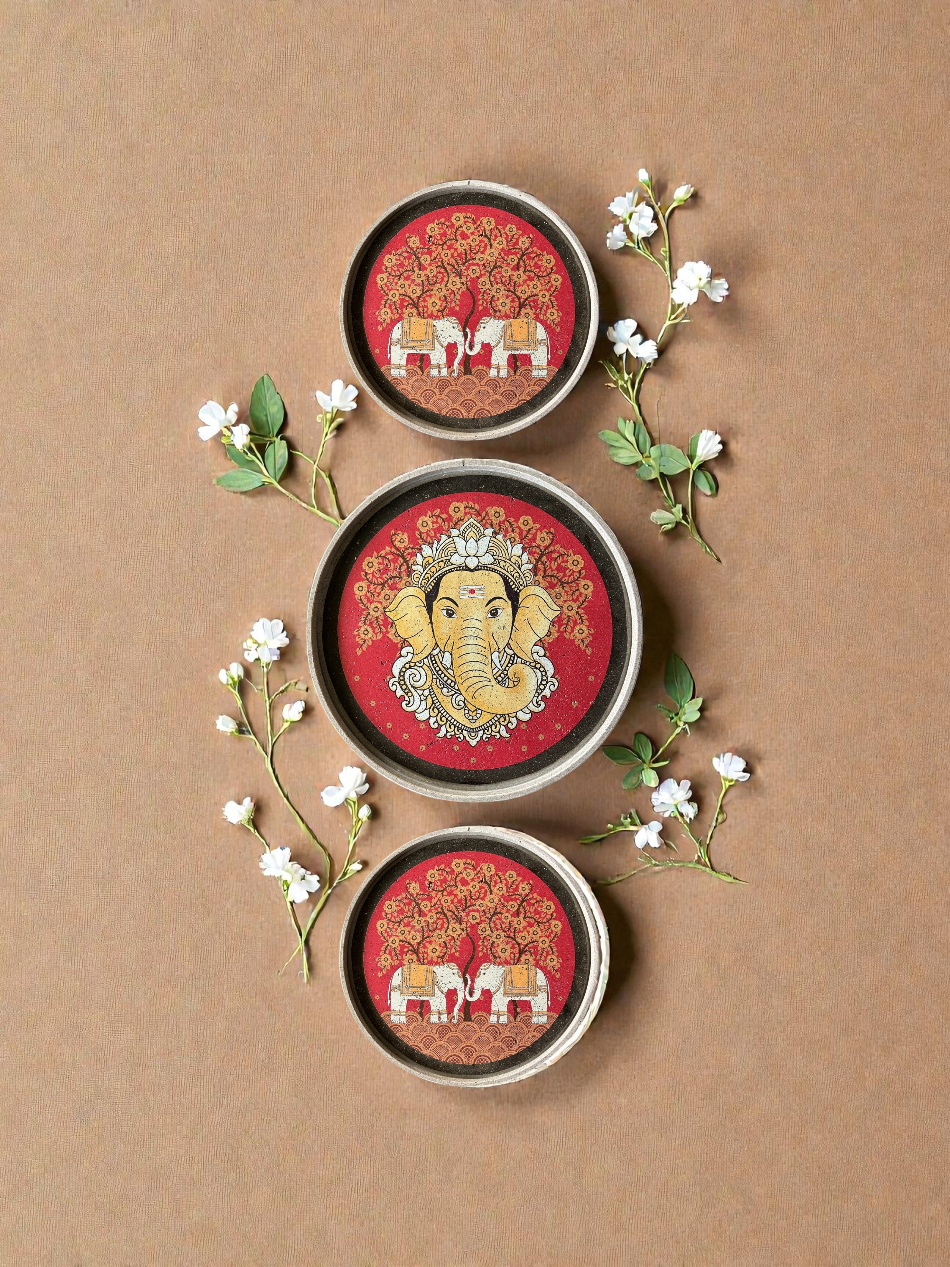 SUSHOBHAN THALI - Set of Gajanana (25 cm) & Elephant Motif (18.5 cm)