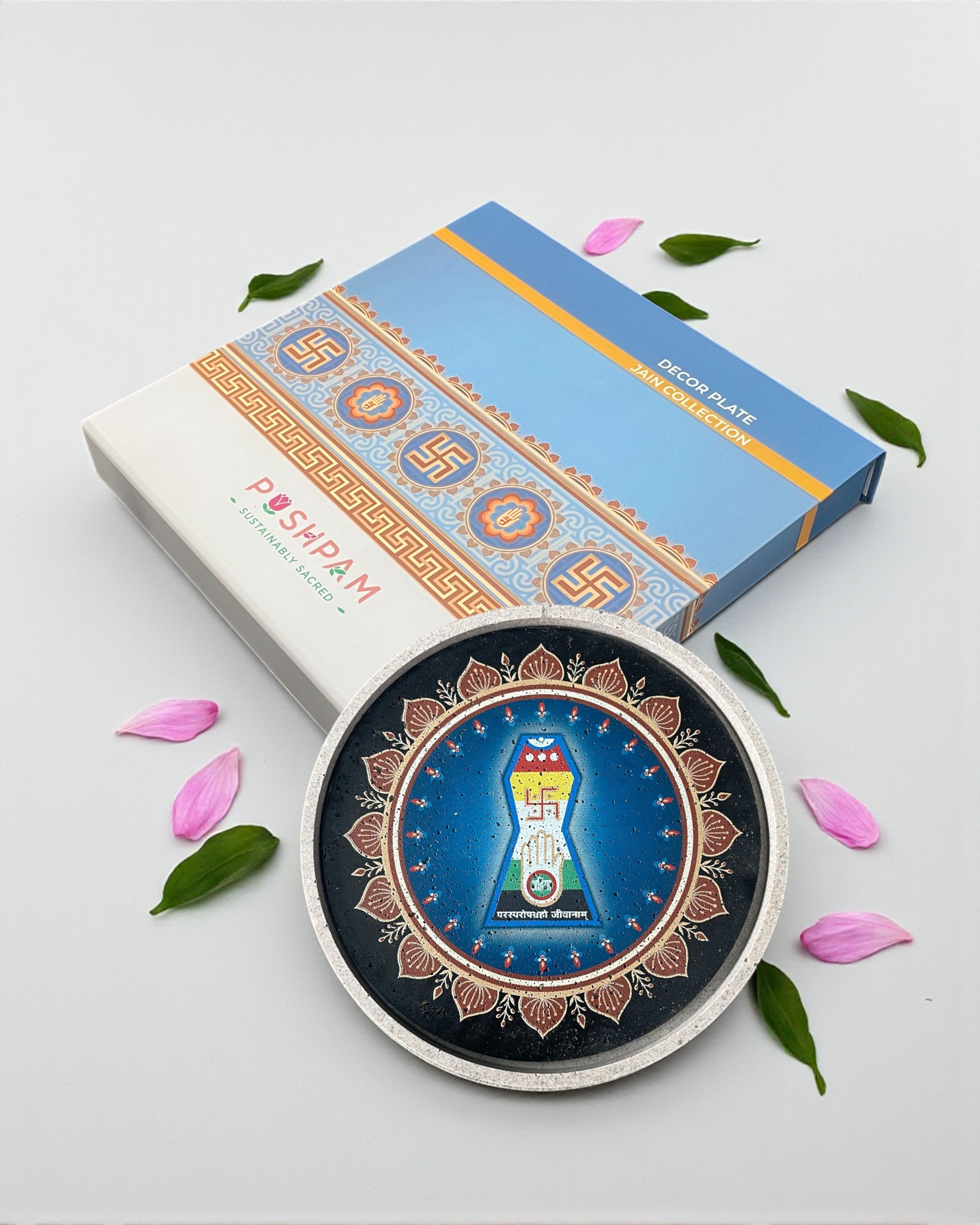 UNIVERSAL JAINISM SYMBOL DECOR PLATE - 25 cm