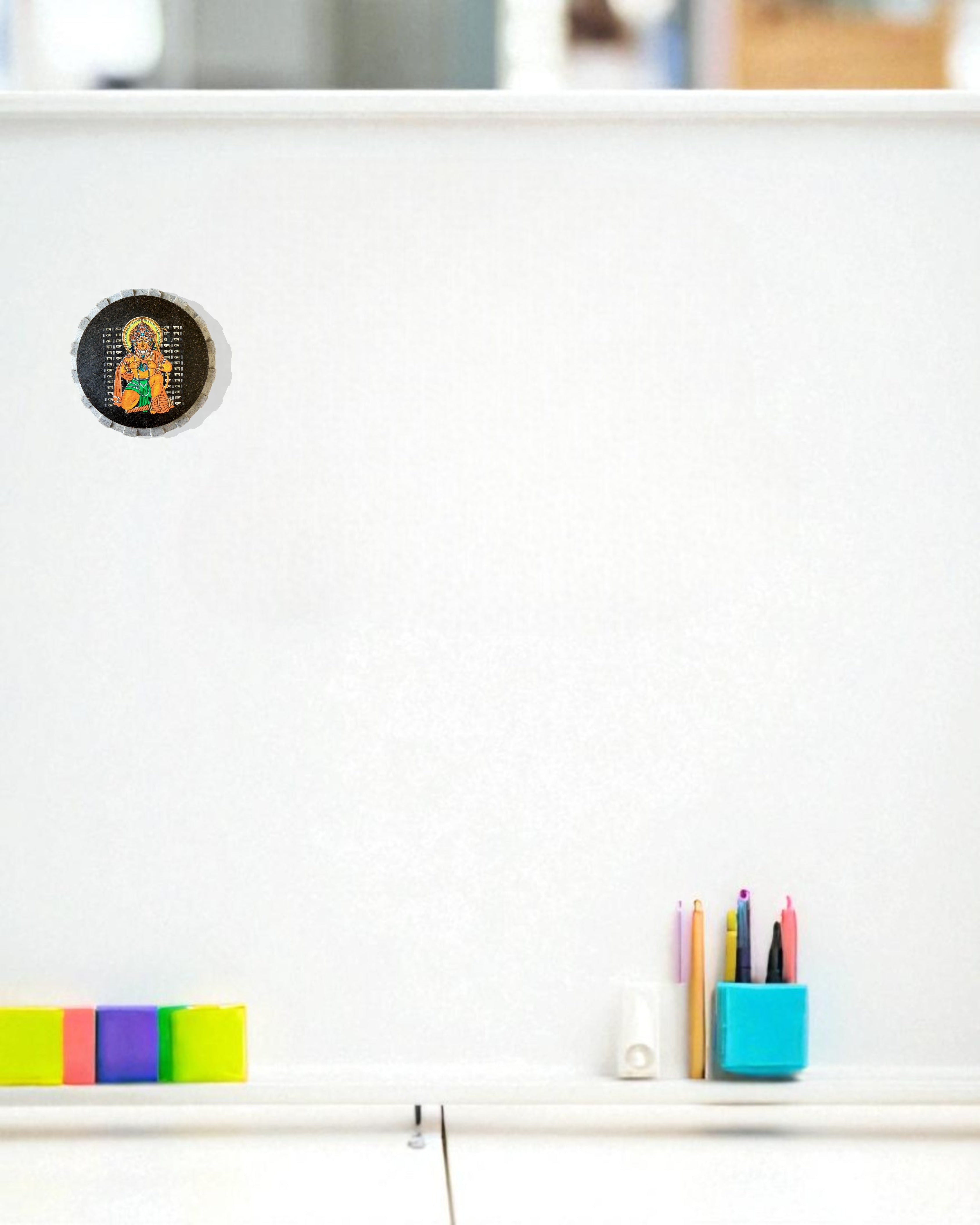 AASTHA MAGNET  - Hanumanji with Shri Ram and Sitaji (Circle)