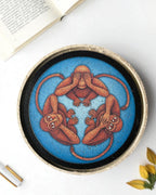THREE WISE MONKEYS DECOR PLATE - SAPPHIRE (18.5 cm)