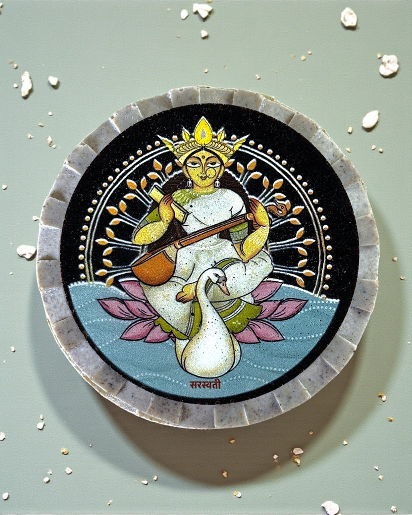 Aastha Magnet Saraswati Circle handcrafted spiritual fridge magnet