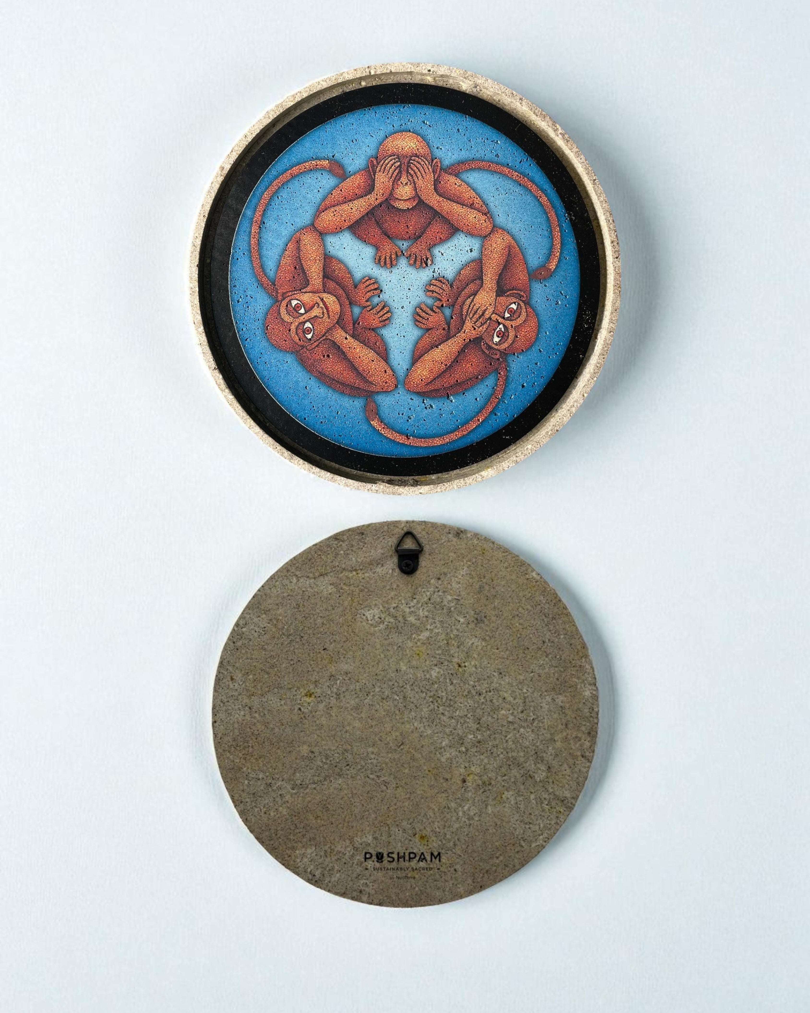 THREE WISE MONKEYS DECOR PLATE - SAPPHIRE (25 cm)