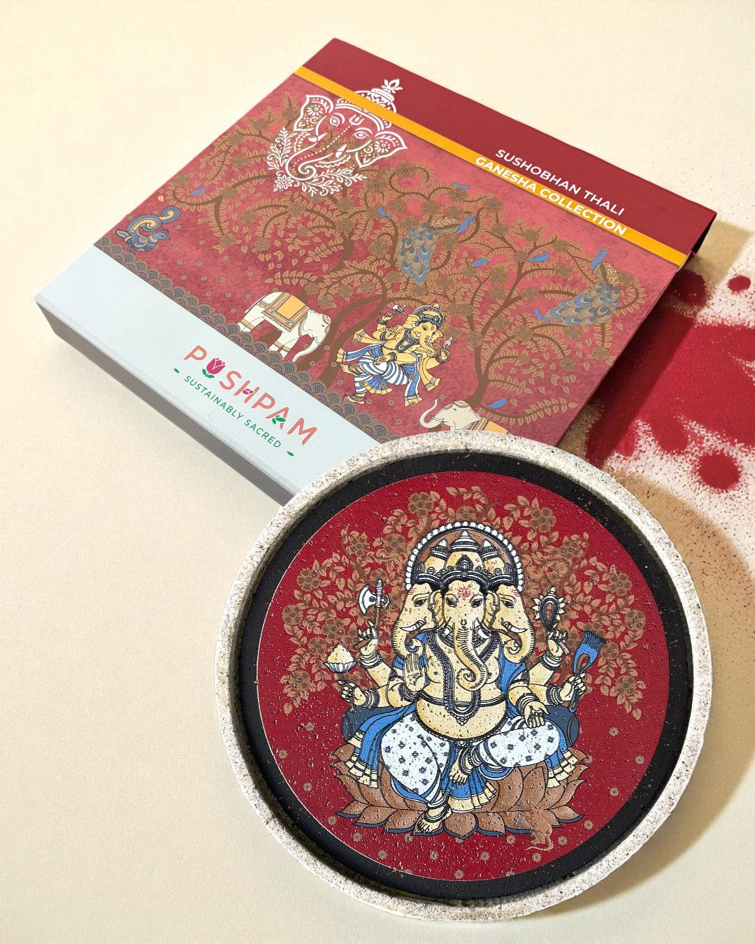 SUSHOBHAN THALI - Trimukhi Ganesha (25 cm)