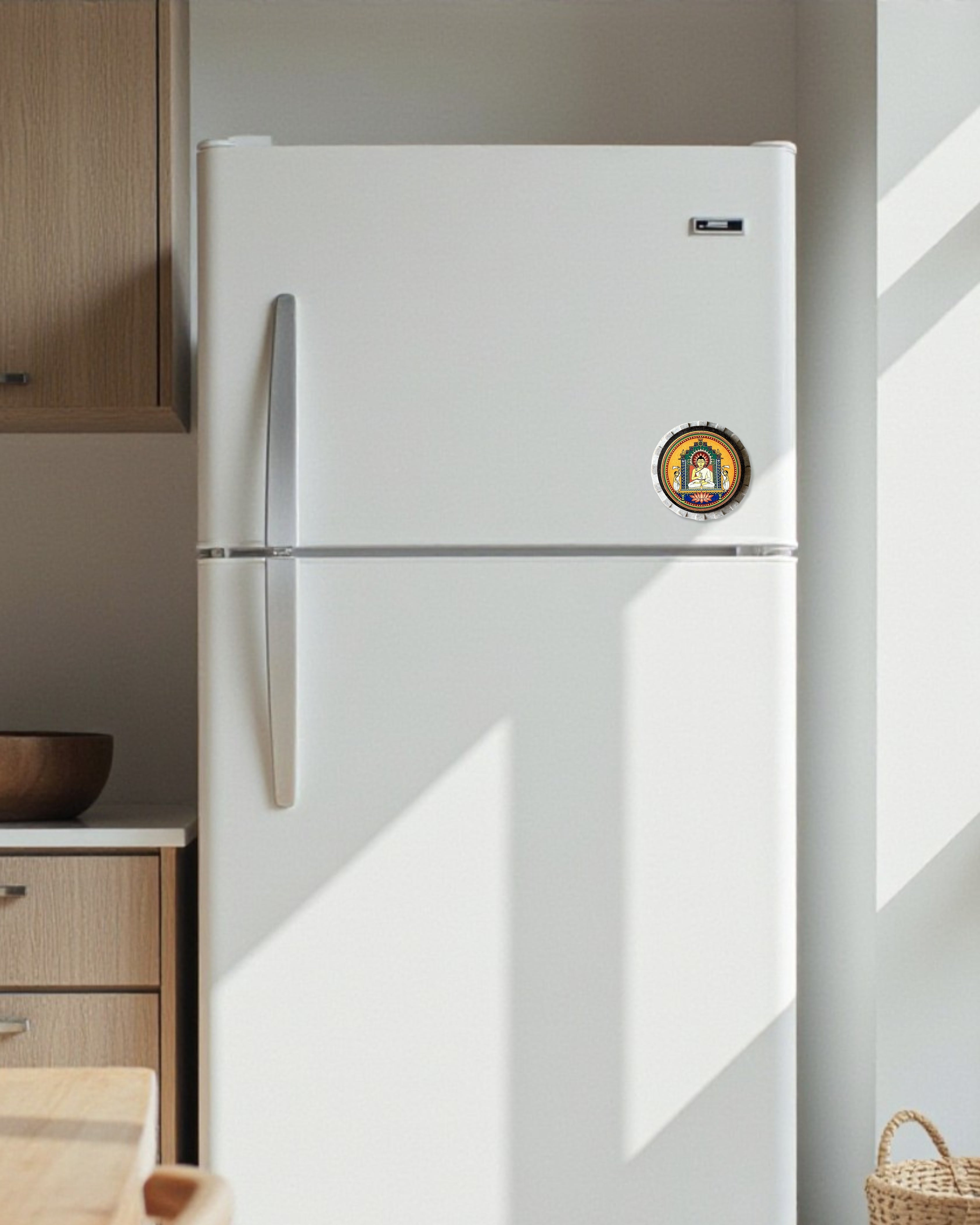 Sustainable Mahavir Swami Jain Devotional Magnet (Round)