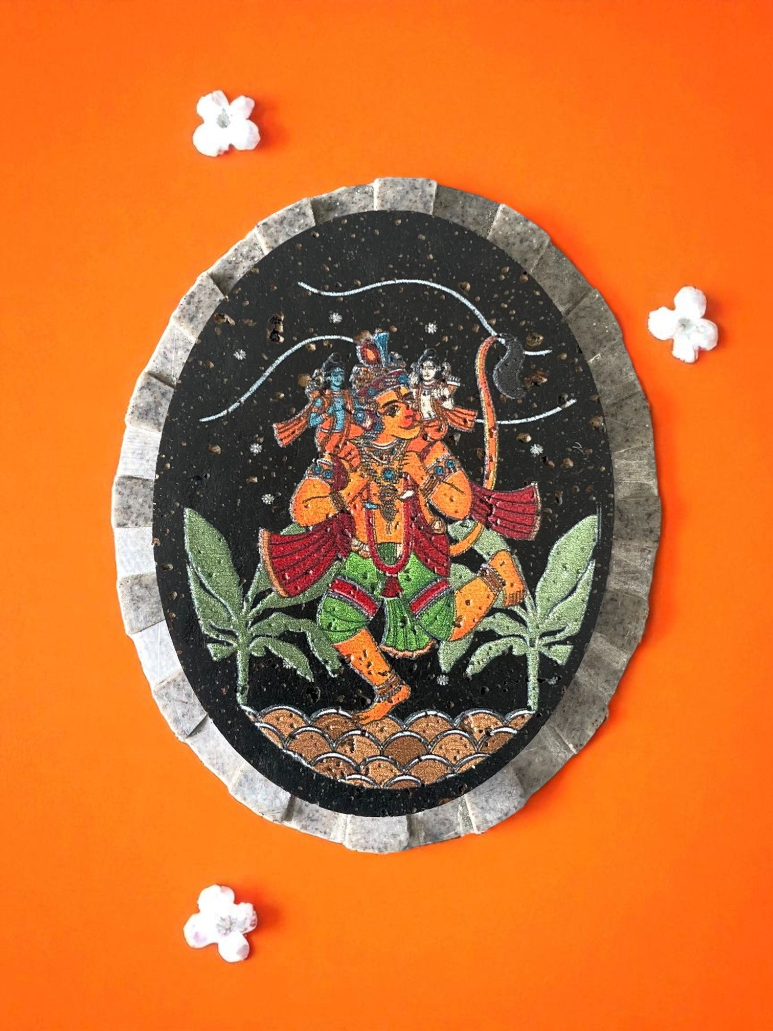 PRASAAD MUDRIKA - Hanumanji with Shri Ram and Lakshman (Oval)