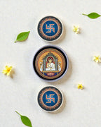 Eco-friendly Mahavir Swami Jain wall decor set with Swastik symbols