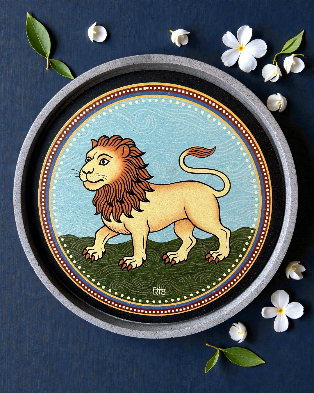 Sustainable Jain spiritual decor Lion Swapna symbol of courage and leadership