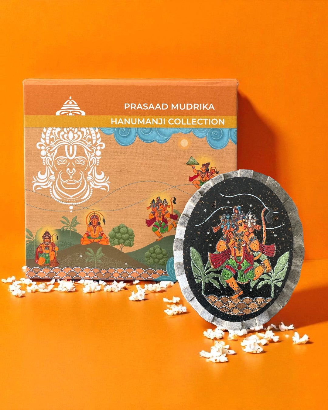 PRASAAD MUDRIKA - Hanumanji with Shri Ram and Lakshman (Oval)