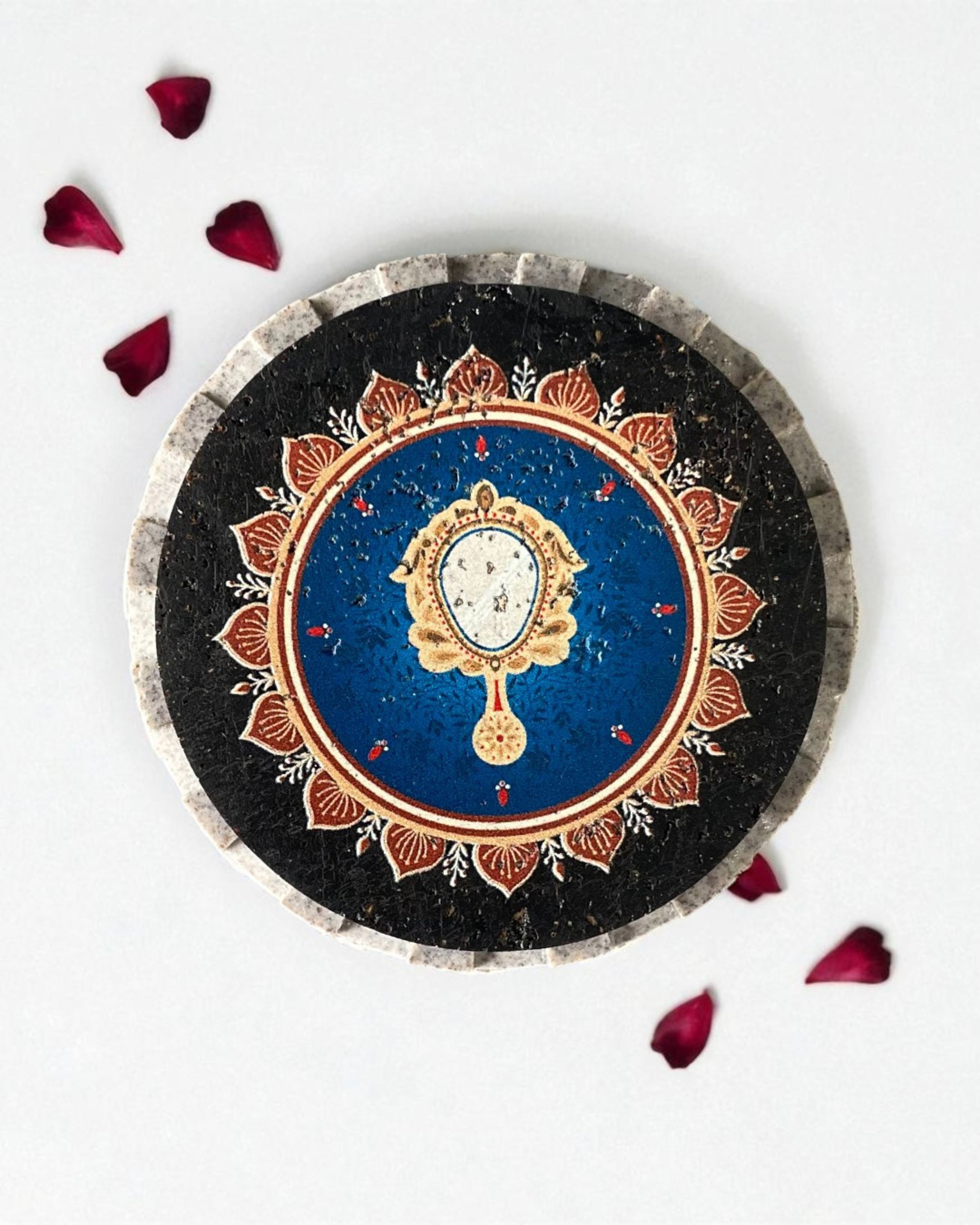 Sustainable Jain mirror Ashtamangal spiritual wall decor