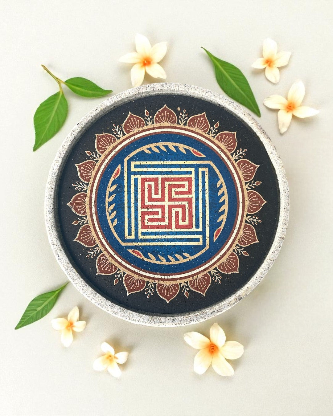 ASHTAMANGAL DECOR PLATES (SET OF 8) - 18.5 cm