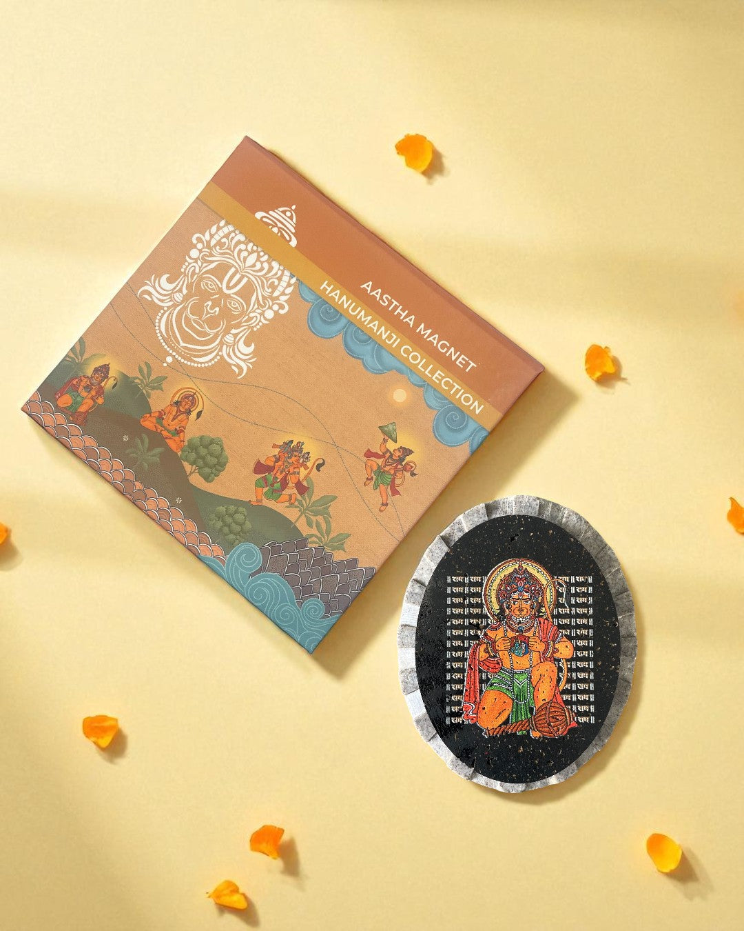 AASTHA MAGNET  - Hanumanji with Shri Ram and Sitaji (Oval)