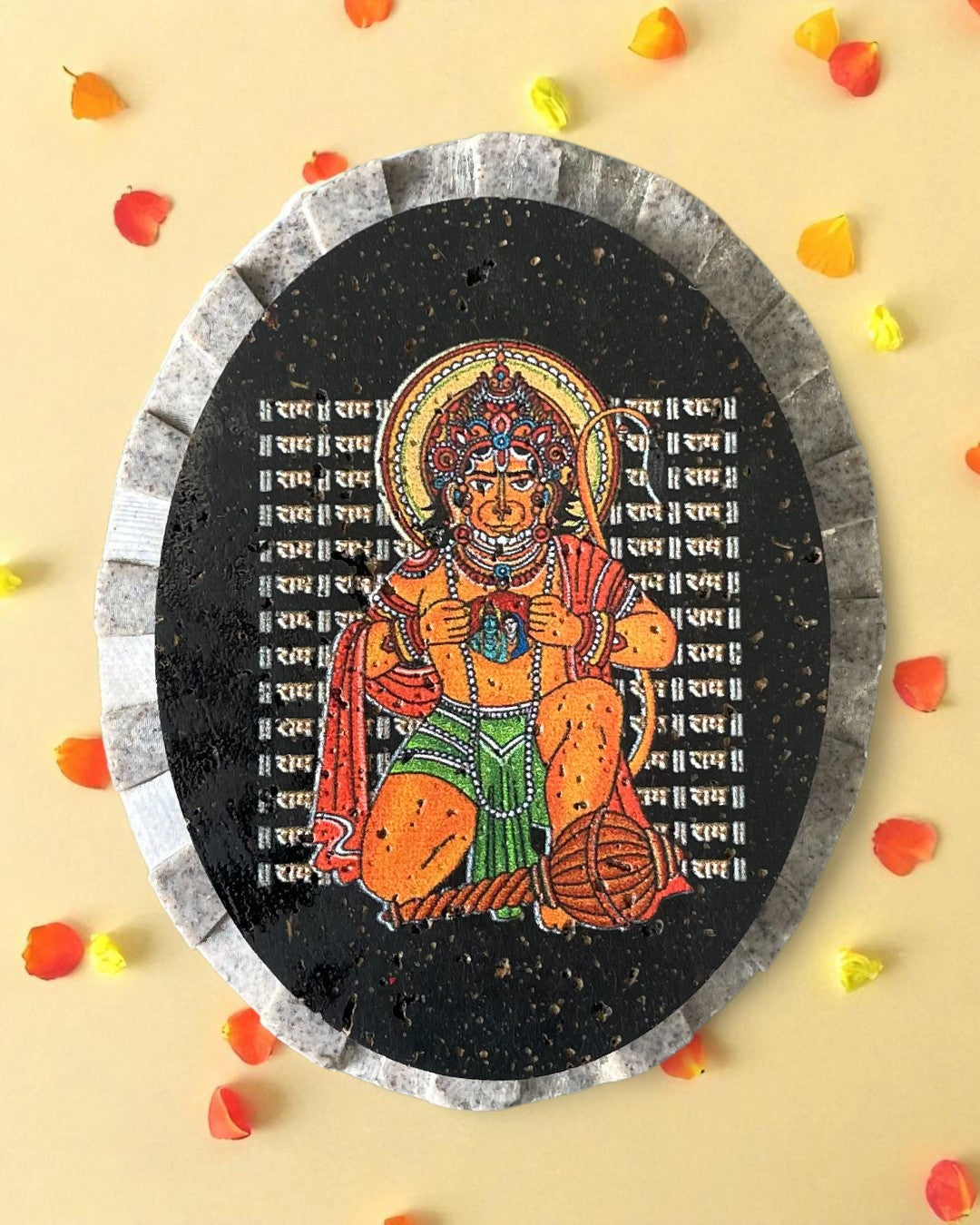 AASTHA MAGNET  - Hanumanji with Shri Ram and Sitaji (Oval)