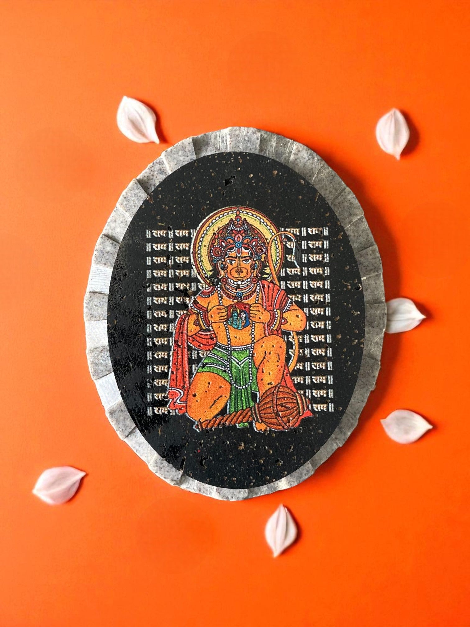 PRASAAD MUDRIKA - Hanumanji with Shri Ram and Sitaji (Oval)