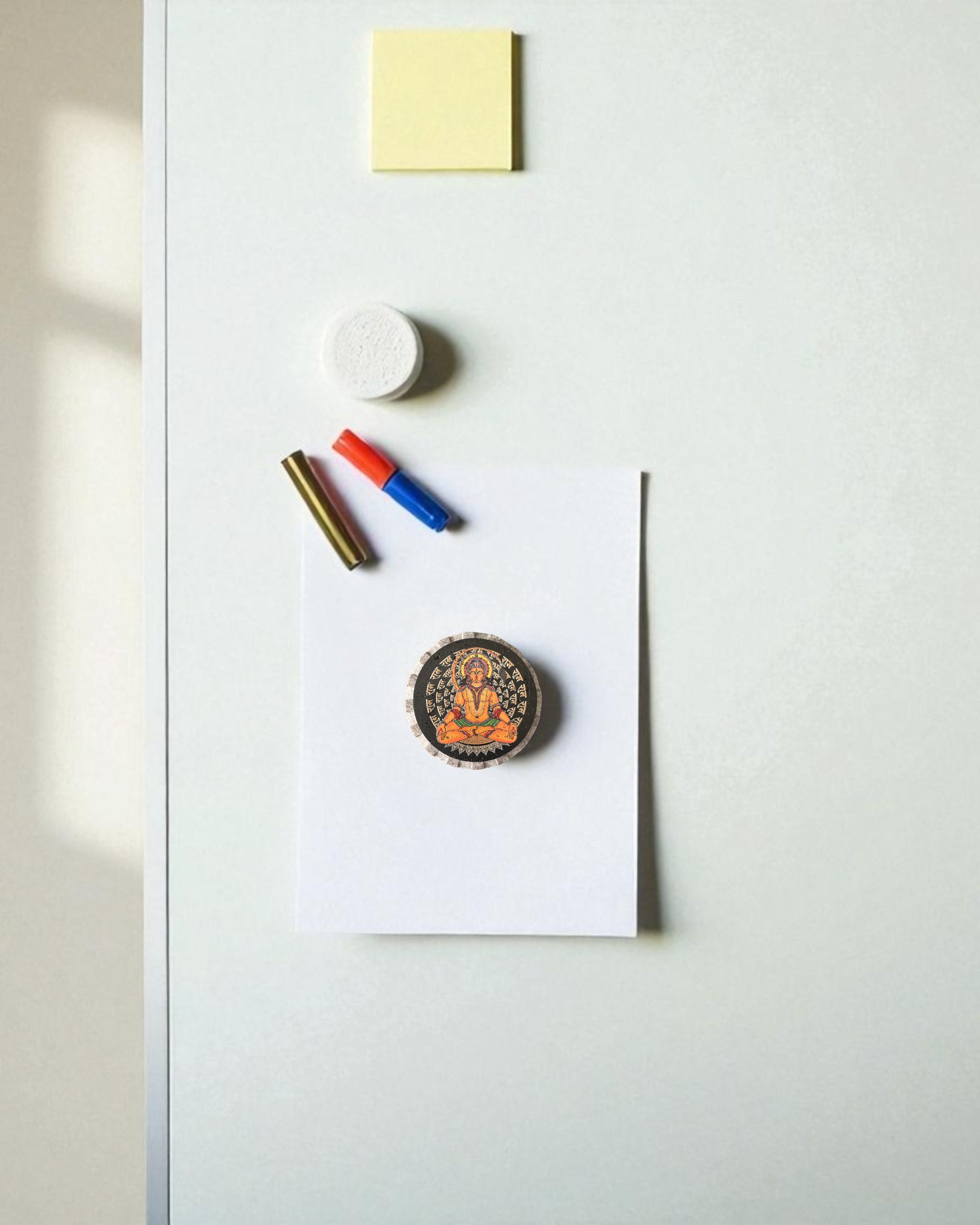 AASTHA MAGNET  - Hanumanji with Shri Ram and Sitaji (Circle)