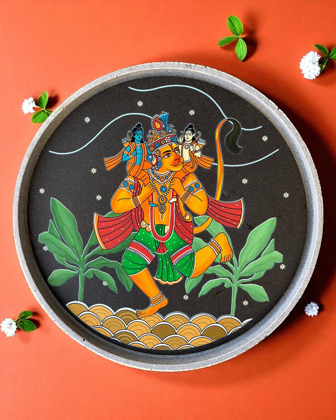 SUSHOBHAN THALI - Hanumanji with Shri Ram and Lakshman (25 cm)