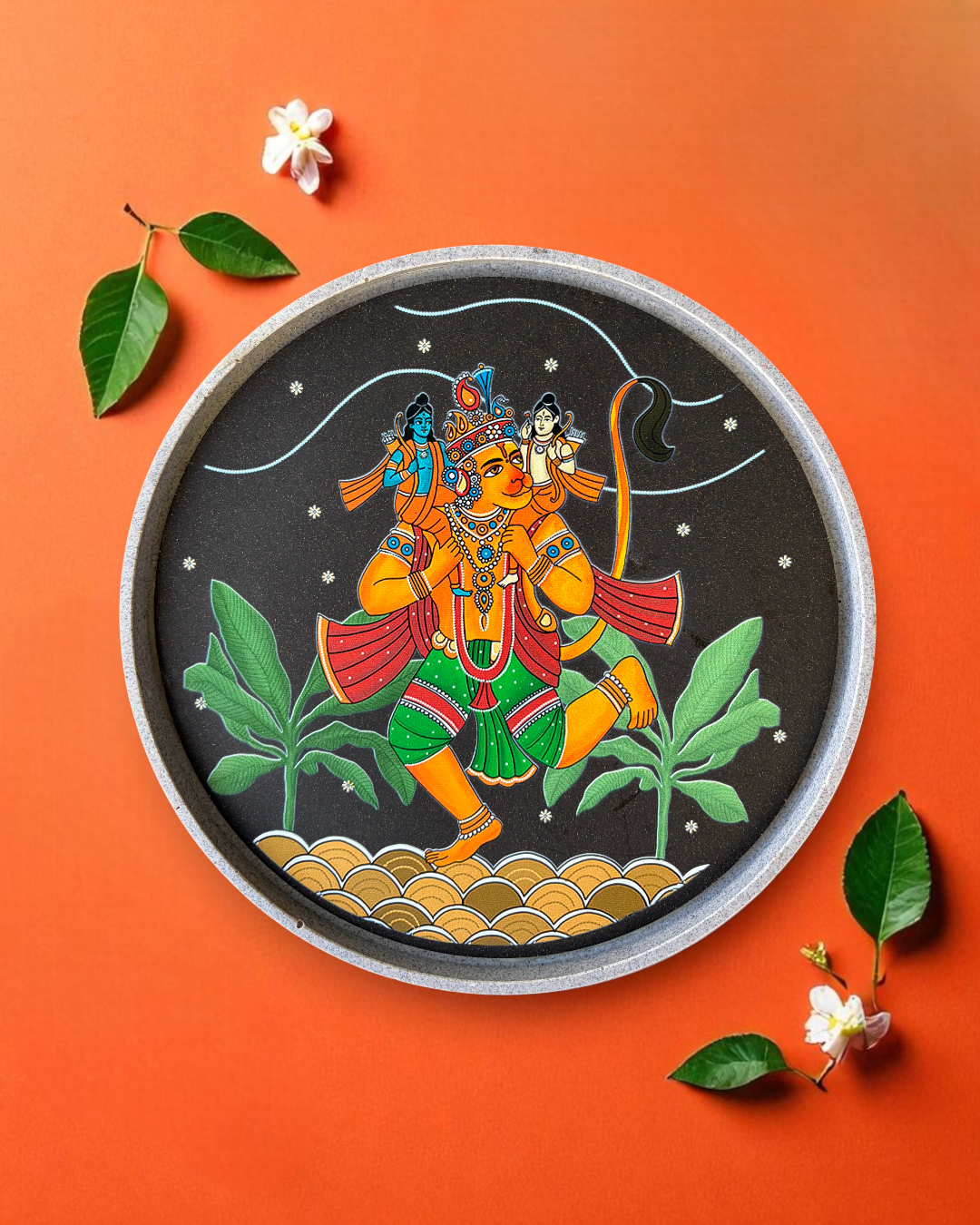 SUSHOBHAN THALI - Hanumanji with Shri Ram and Lakshman (18.5 cm)