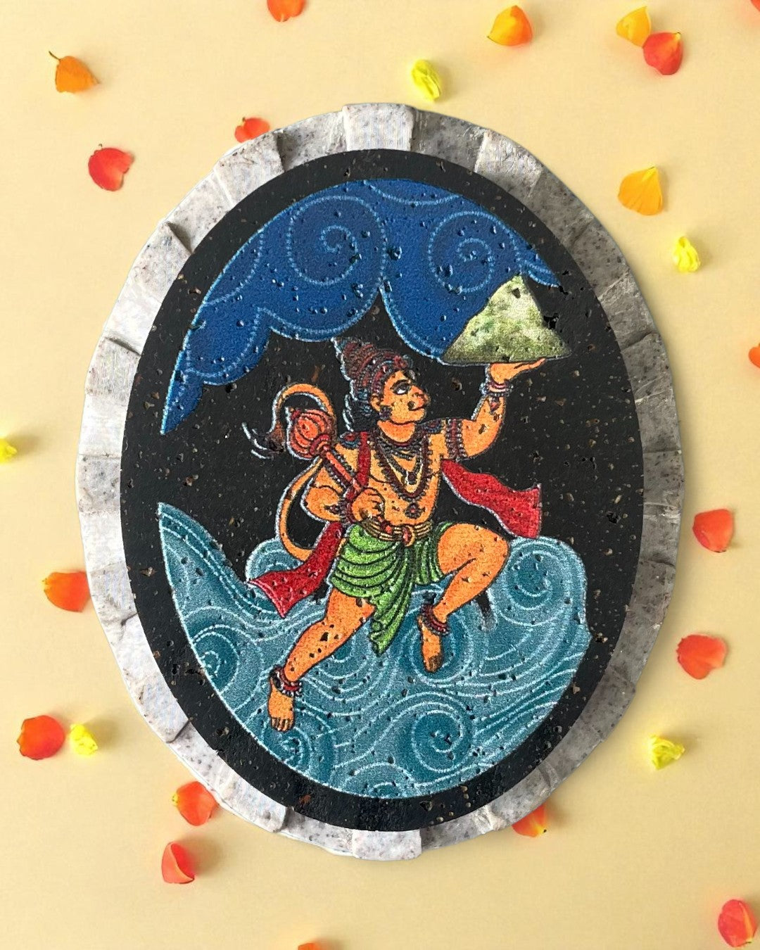 AASTHA MAGNET - Hanumanji with Dronagiri Mountain (Oval)