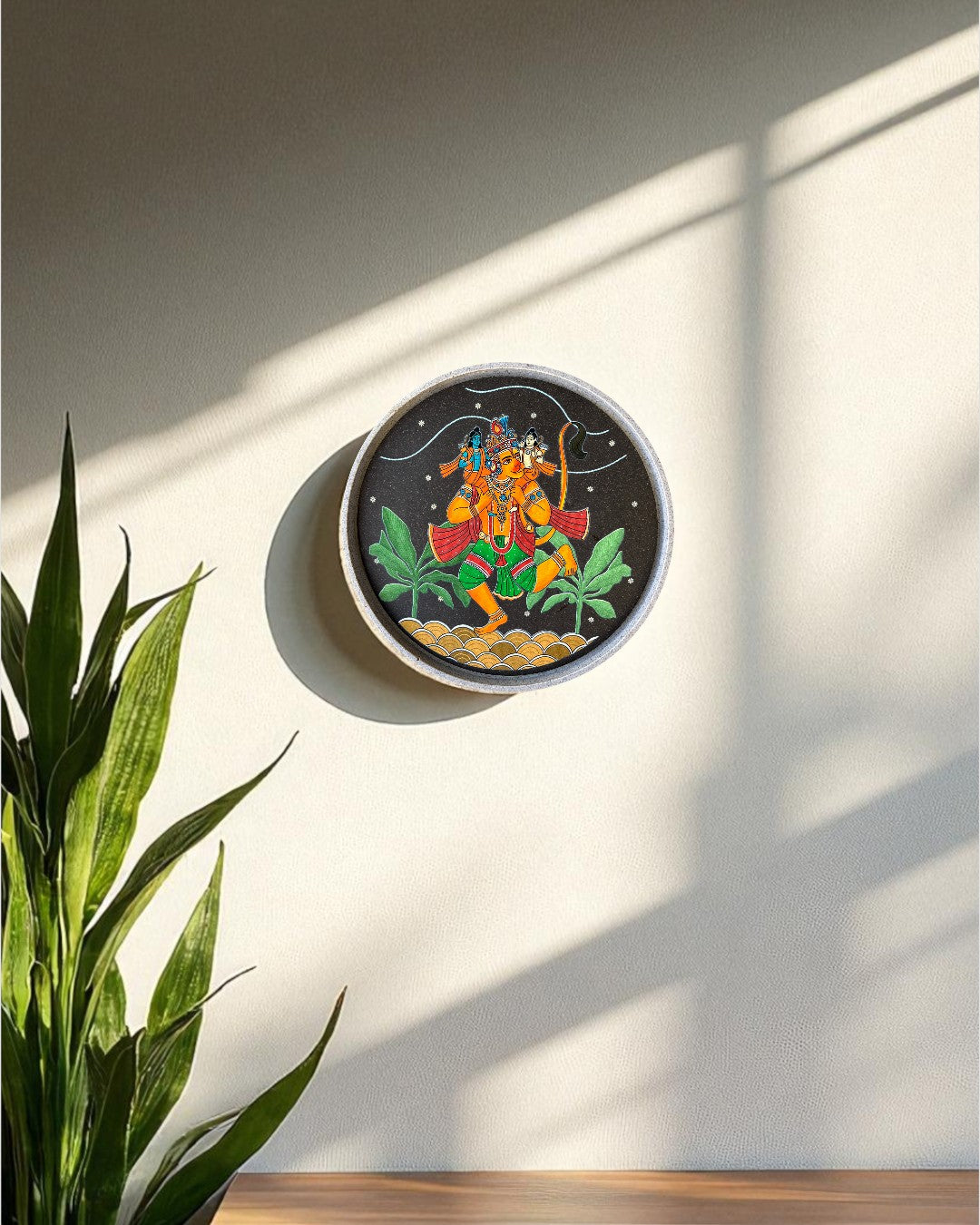 SUSHOBHAN THALI - Hanumanji with Shri Ram and Lakshman (18.5 cm)