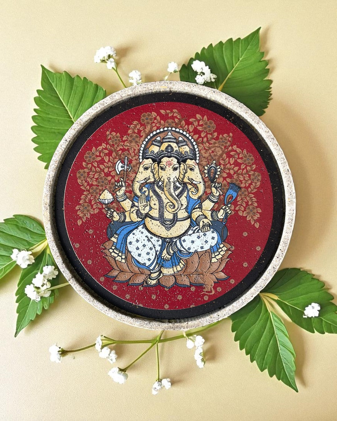 SUSHOBHAN THALI - Trimukhi Ganesha (18.5 cm)