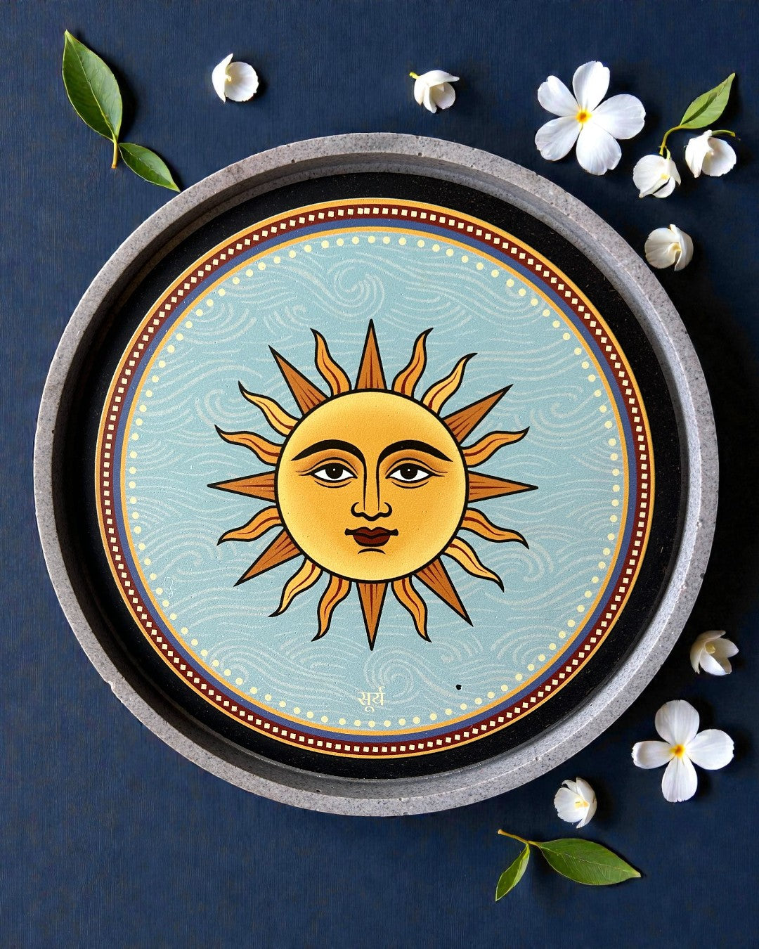Eco-friendly Jain wall decor Sun Swapna representing energy and enlightenment