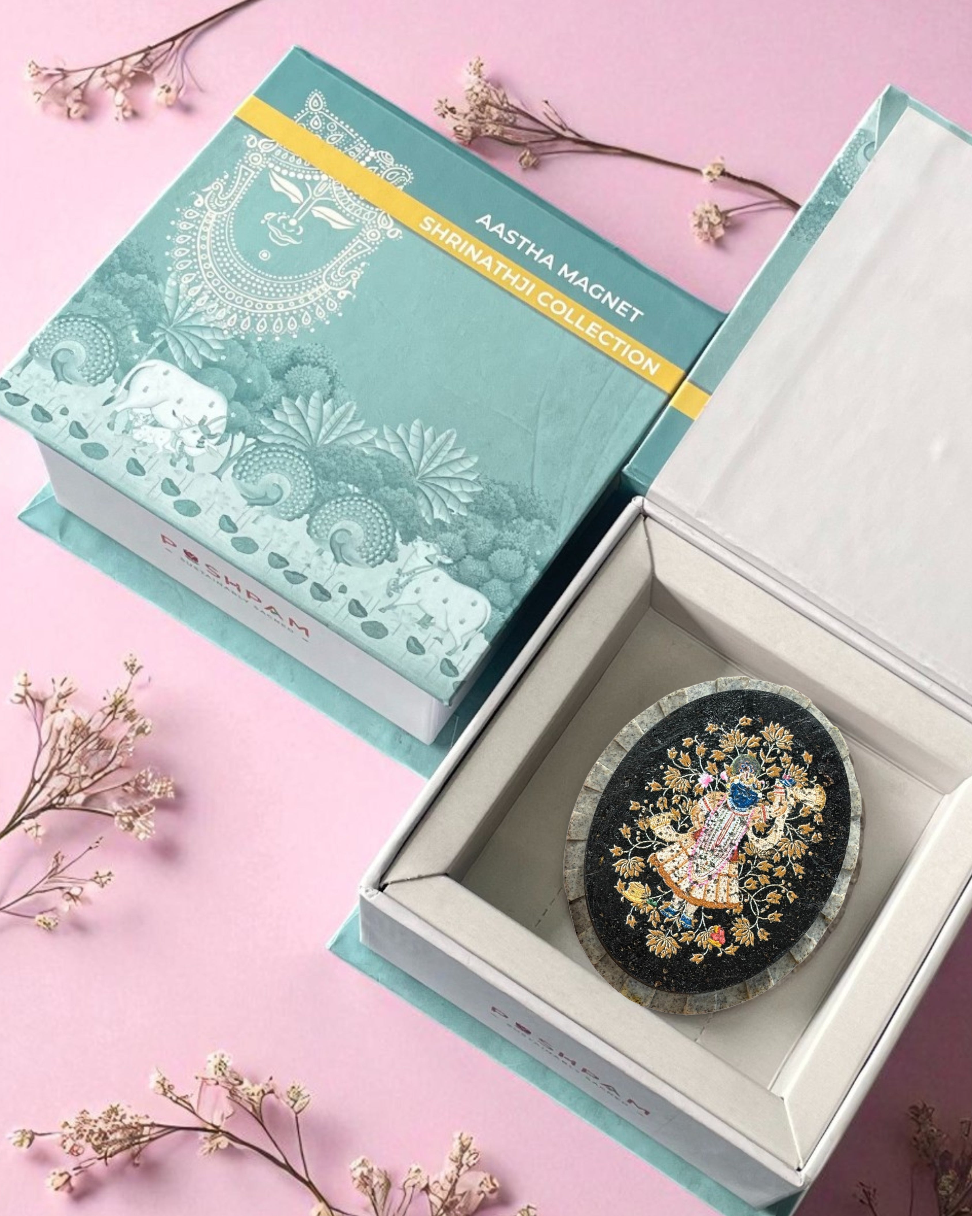 AASTHA MAGNET - Set of Purna Chhavi and Lotus (Oval)