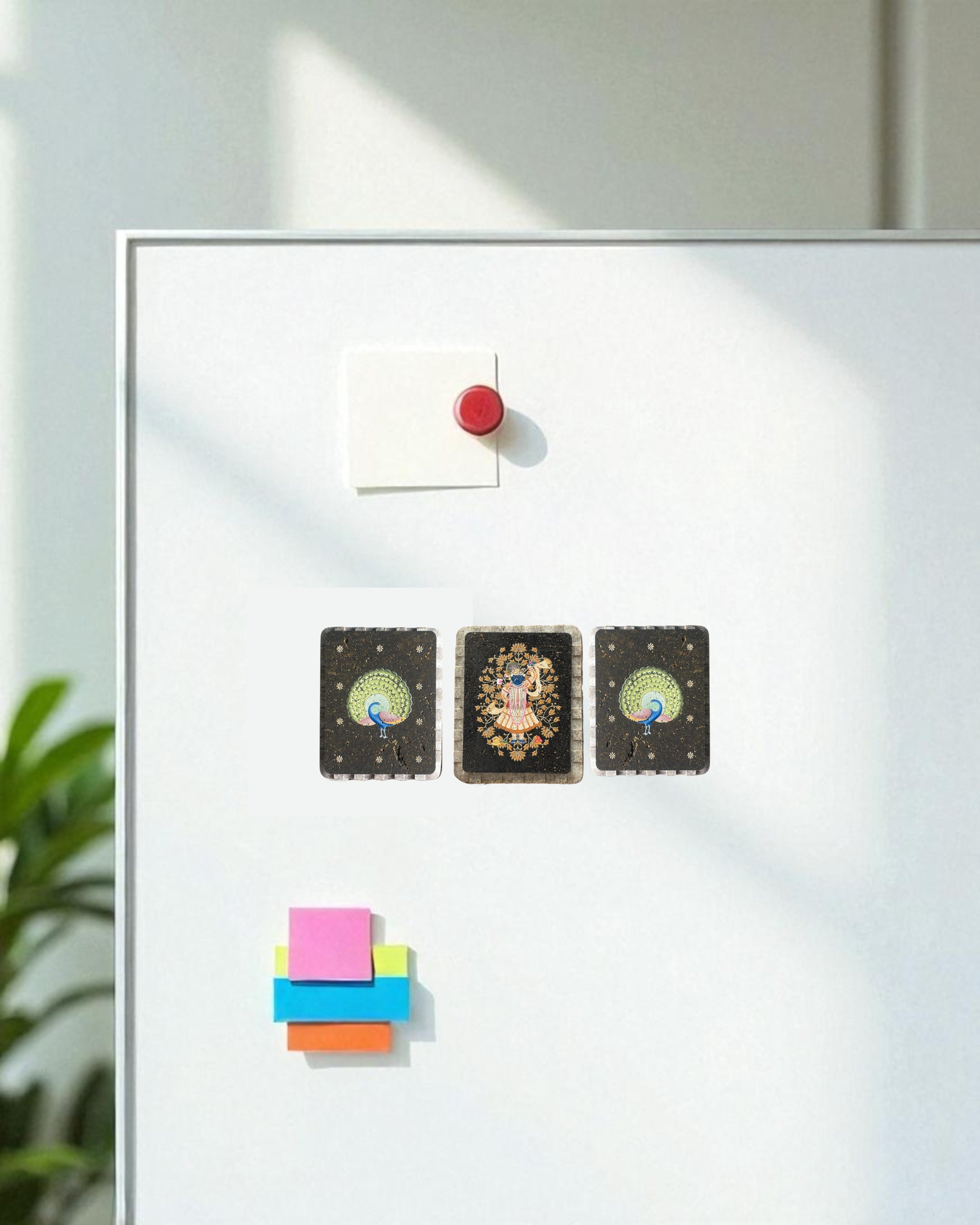 AASTHA MAGNET - Set of Purna Chhavi and Peacock (Rectangle)