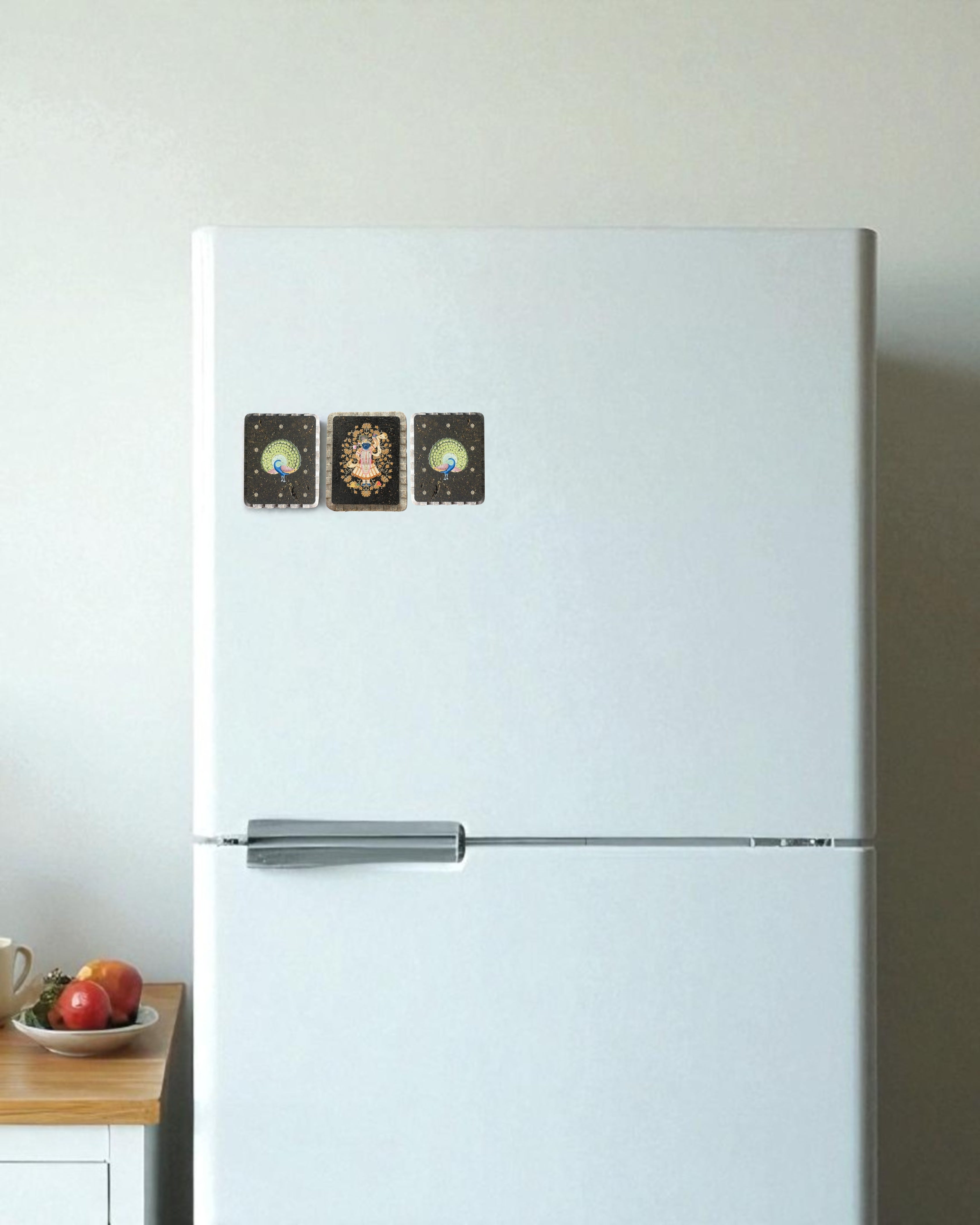 AASTHA MAGNET - Set of Purna Chhavi and Peacock (Rectangle)