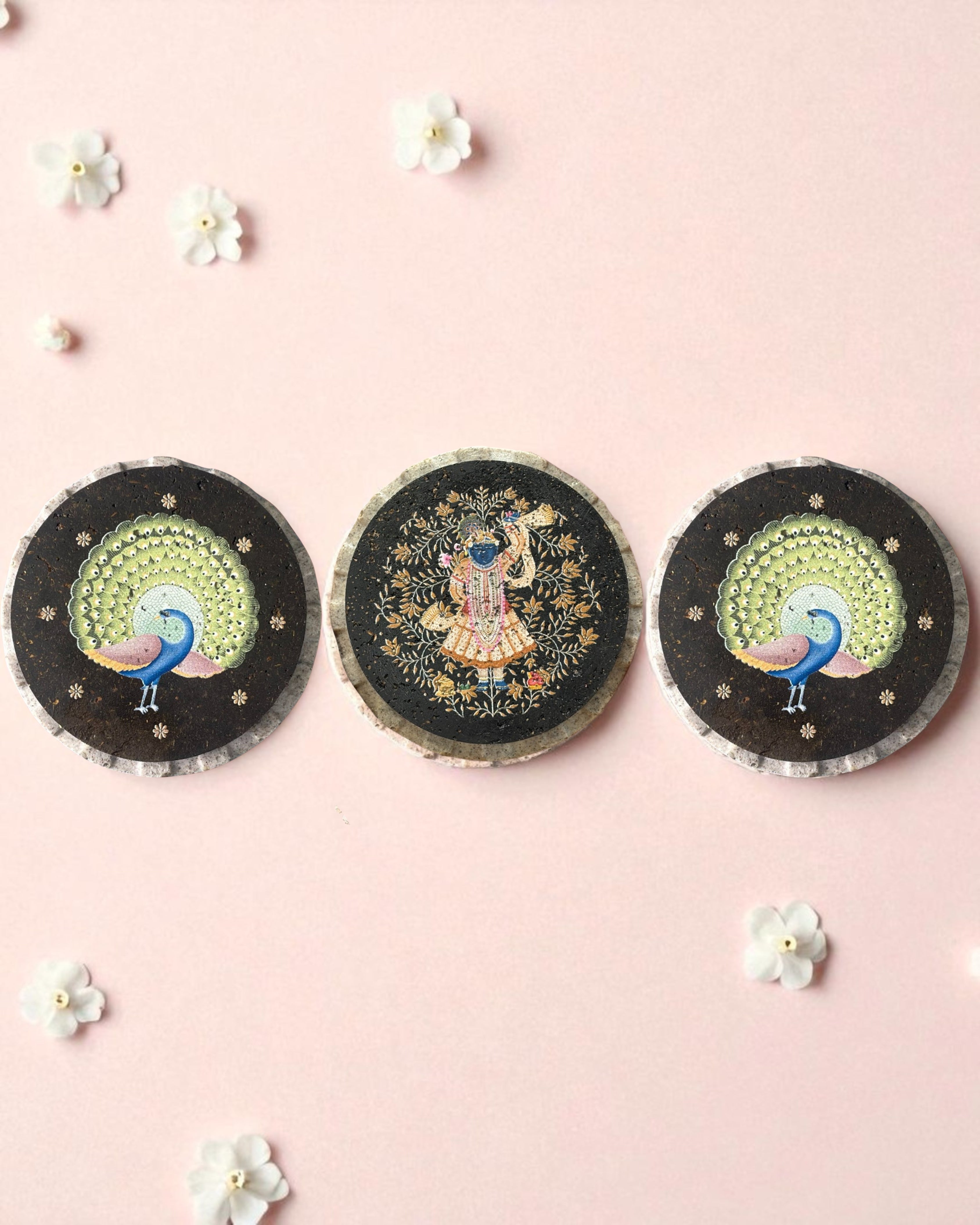 AASTHA MAGNET - Set of Purna Chhavi and Peacock (Circle)