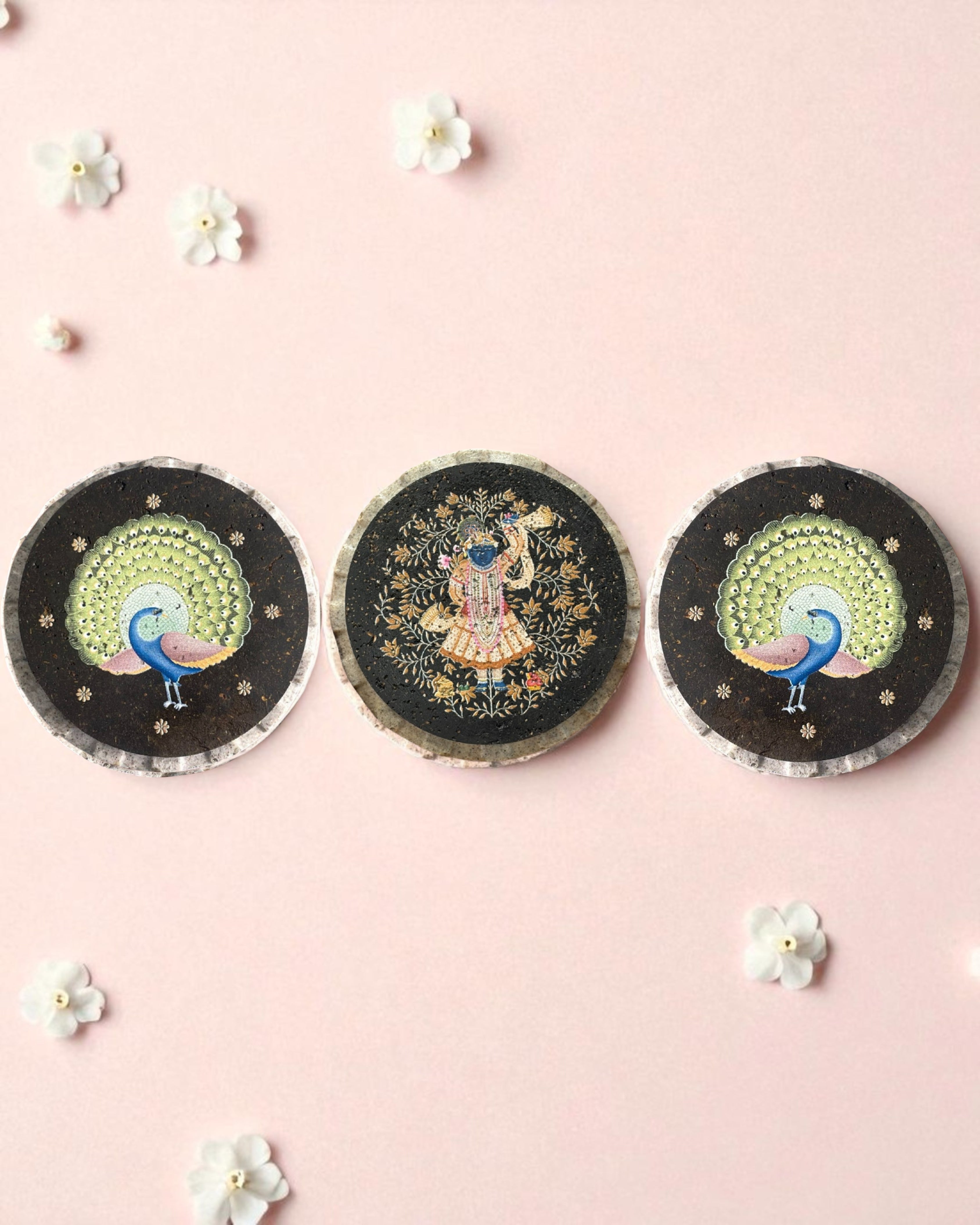 AASTHA MAGNET - Set of Purna Chhavi and Peacock (Circle)