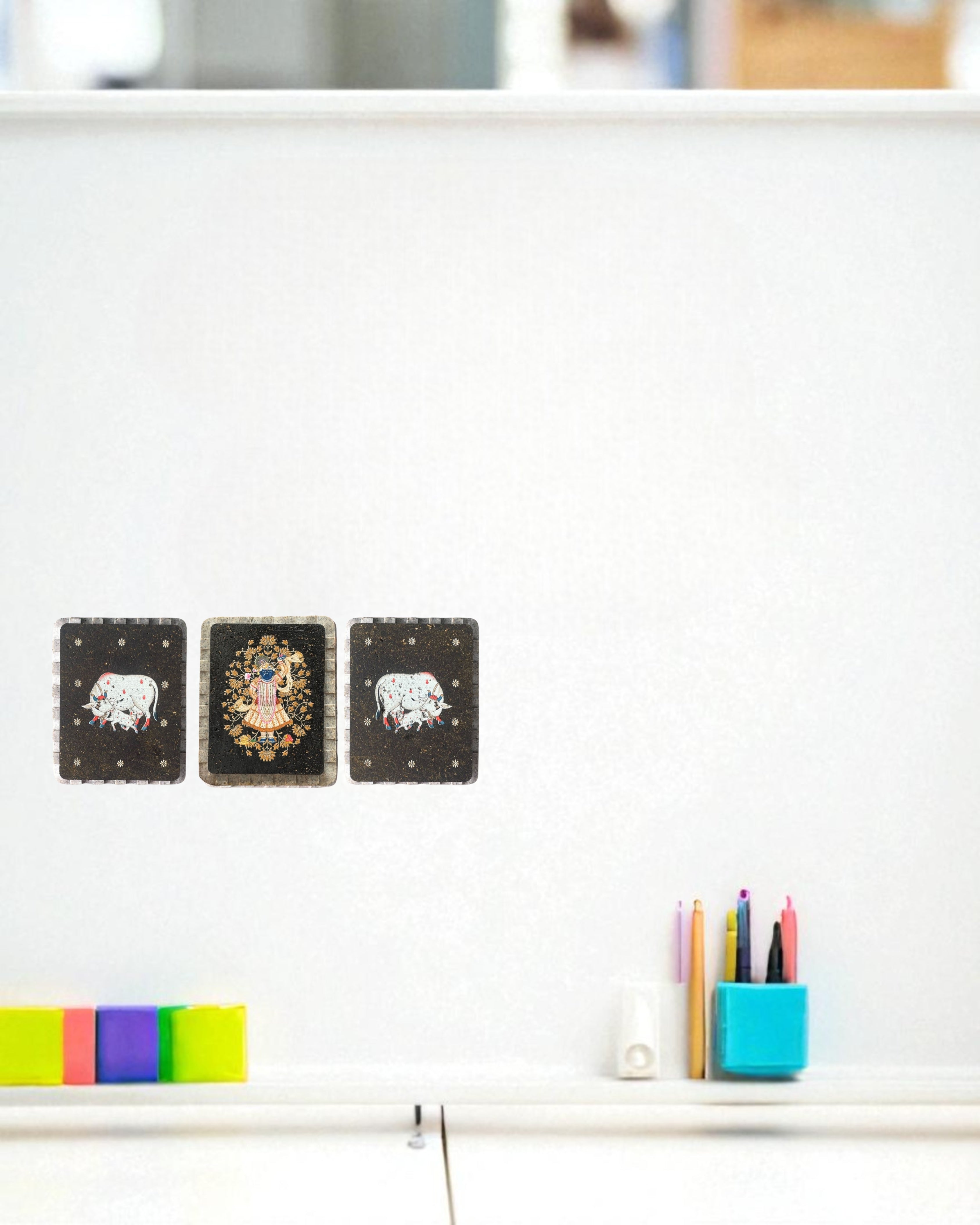 AASTHA MAGNET - Set of Purna Chhavi and Cows (Rectangle)