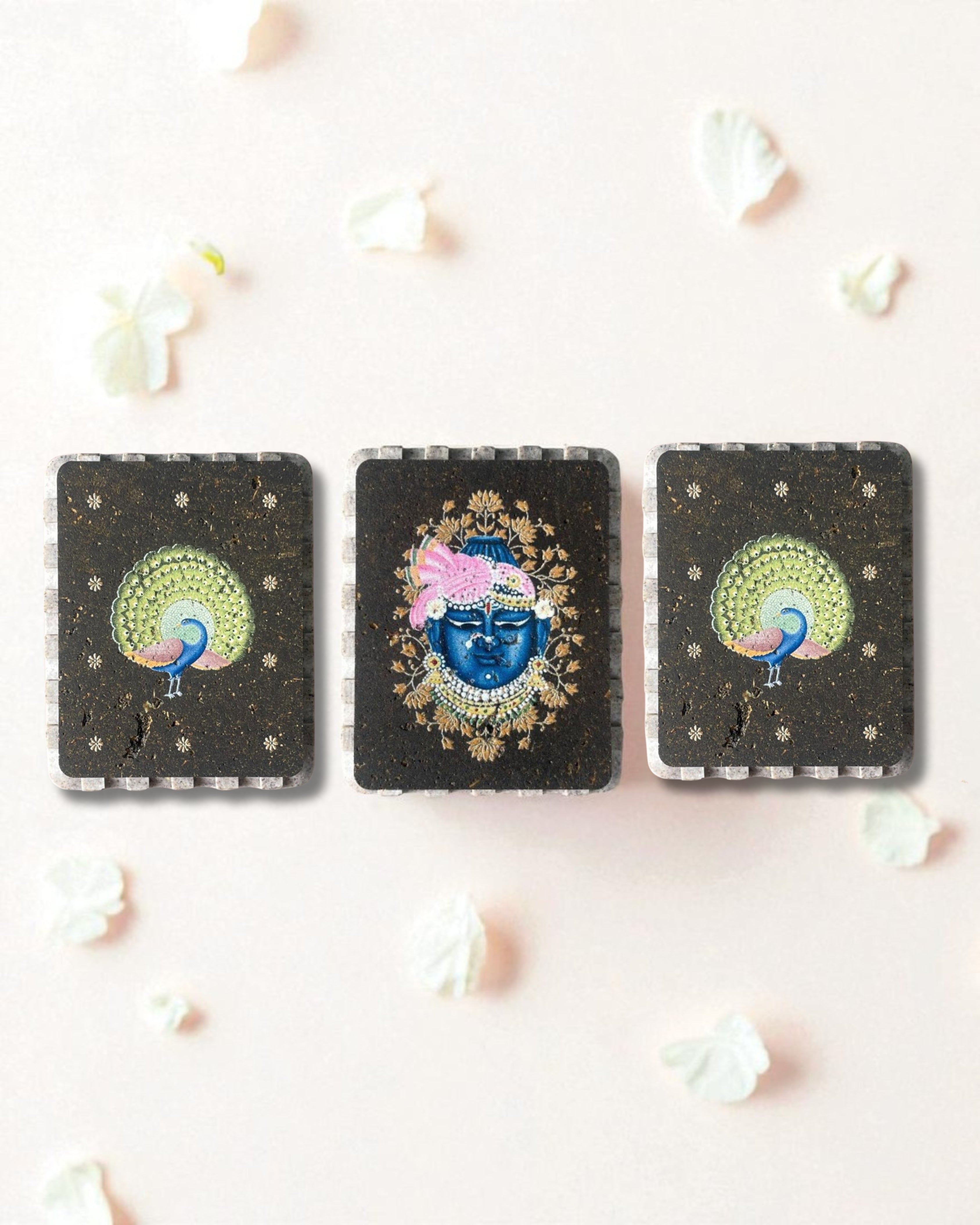 AASTHA MAGNET - Set of Mukharvind and Peacock (Rectangle)