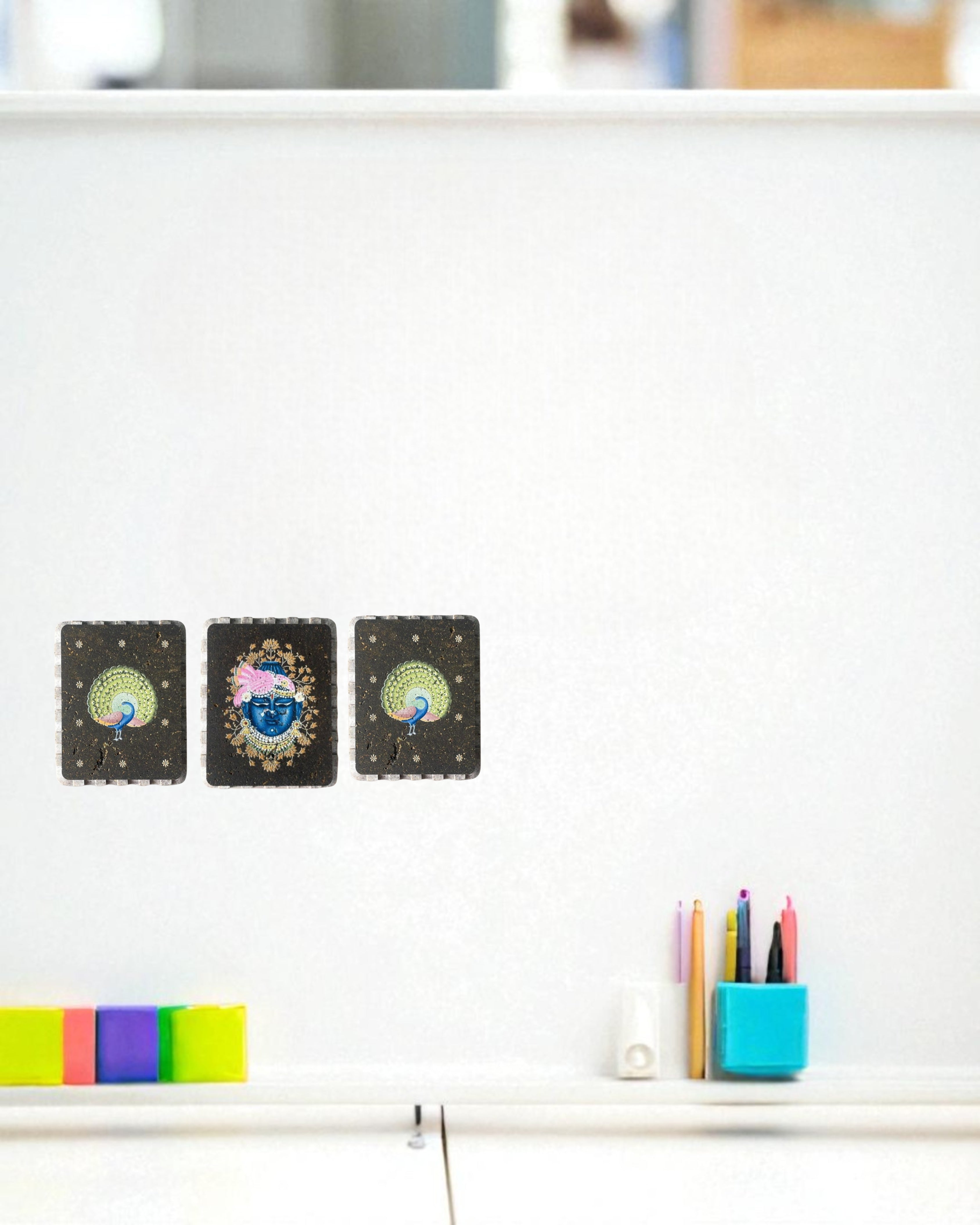 AASTHA MAGNET - Set of Mukharvind and Peacock (Rectangle)