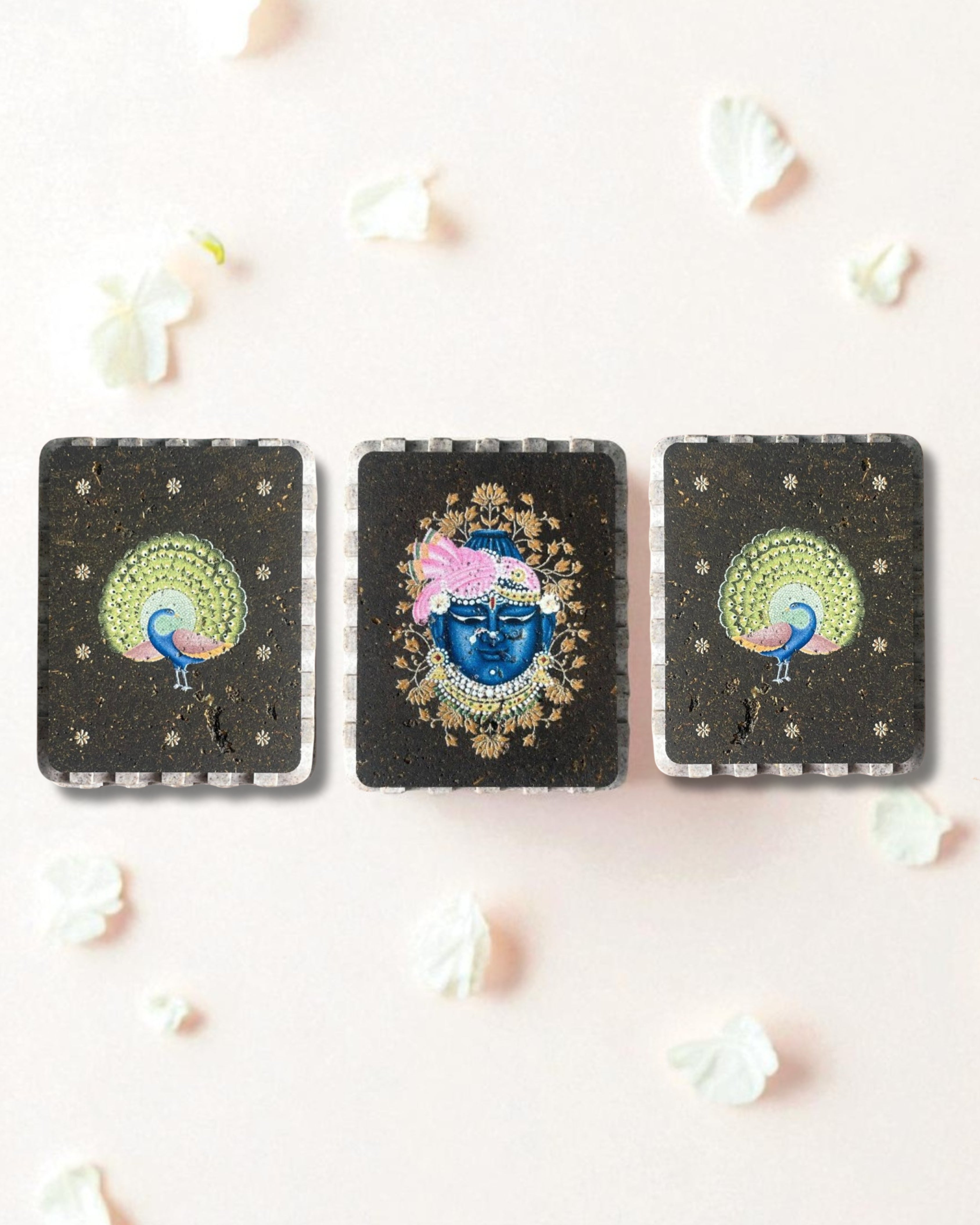 AASTHA MAGNET - Set of Mukharvind and Peacock (Rectangle)