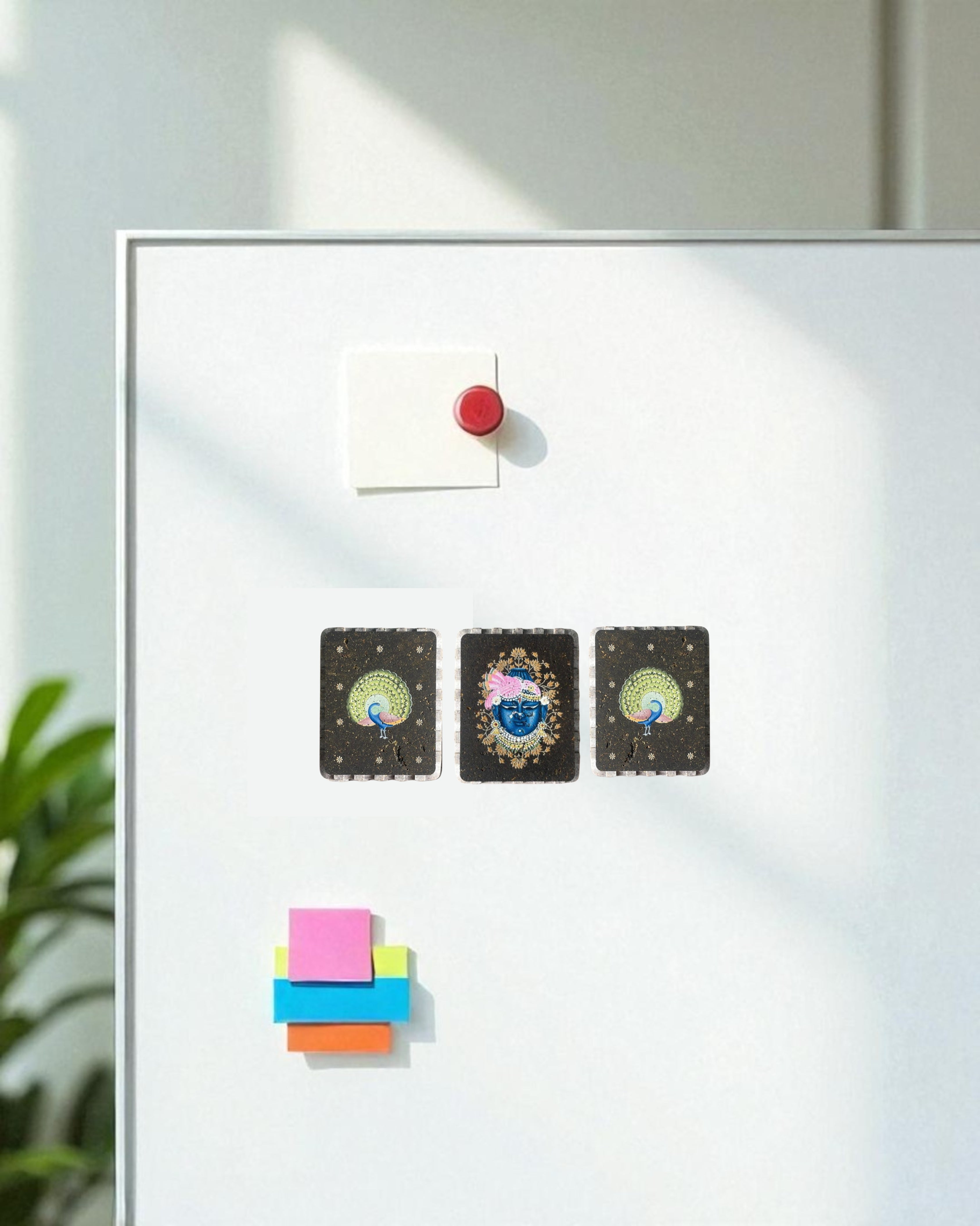 AASTHA MAGNET - Set of Mukharvind and Peacock (Rectangle)