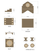 AARADHANA SET - Sinhasan, Padgha (stand) for Jhari ji & Banta ji, Khand pat (steps) and Bajot
