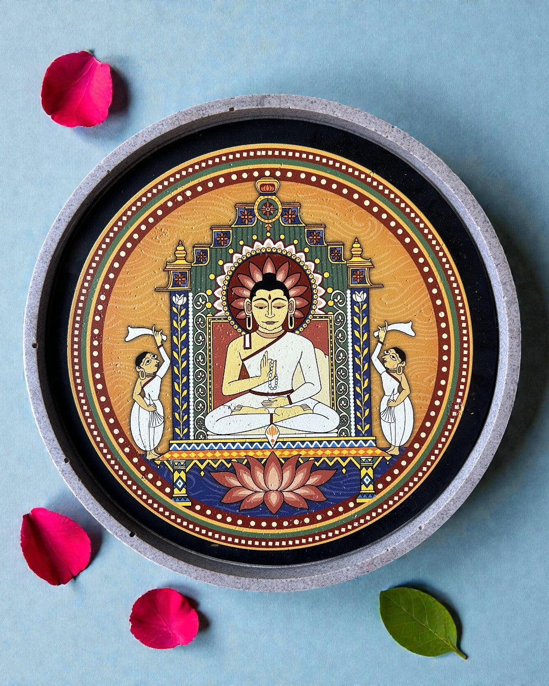 Eco-friendly MAHAVIR SWAMI DECOR PLATE - 25 cm