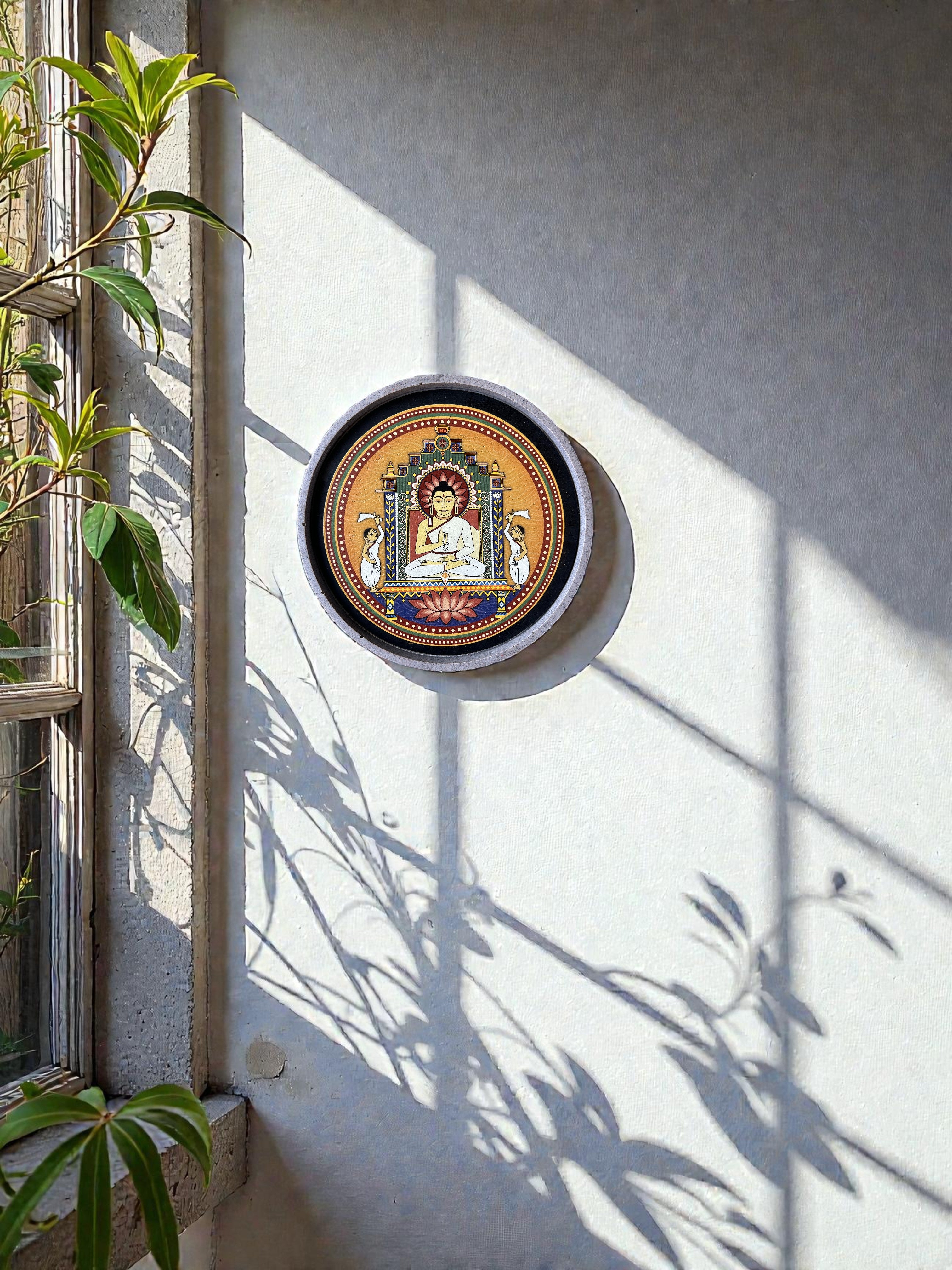 ECO-FRIENDLY MAHAVIR SWAMI WALL DECOR PLATE - 25 cm