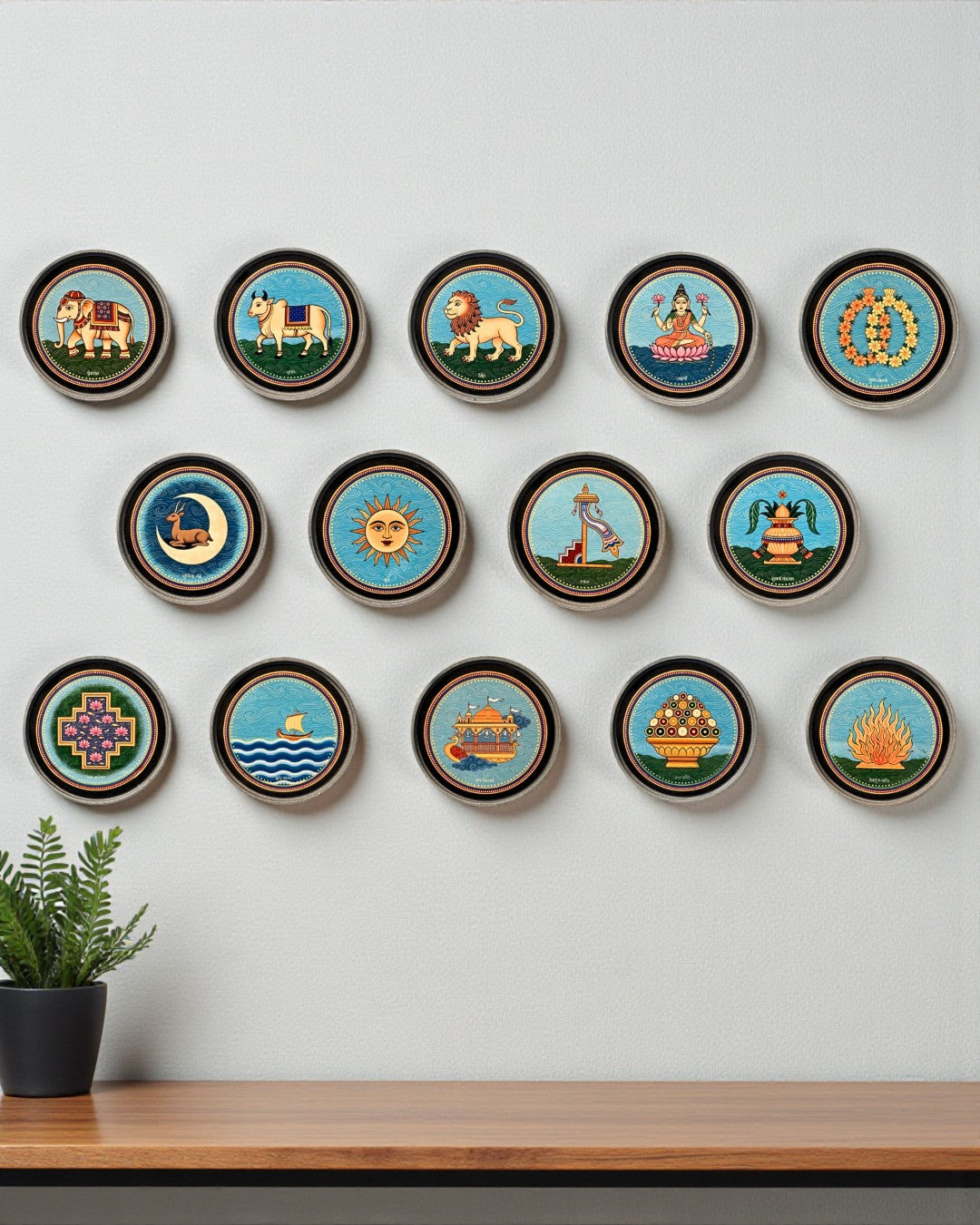 DECOR PLATES 14 SWAPNA SET(SET OF 14) - 25 cm - Ecofriendly Decor