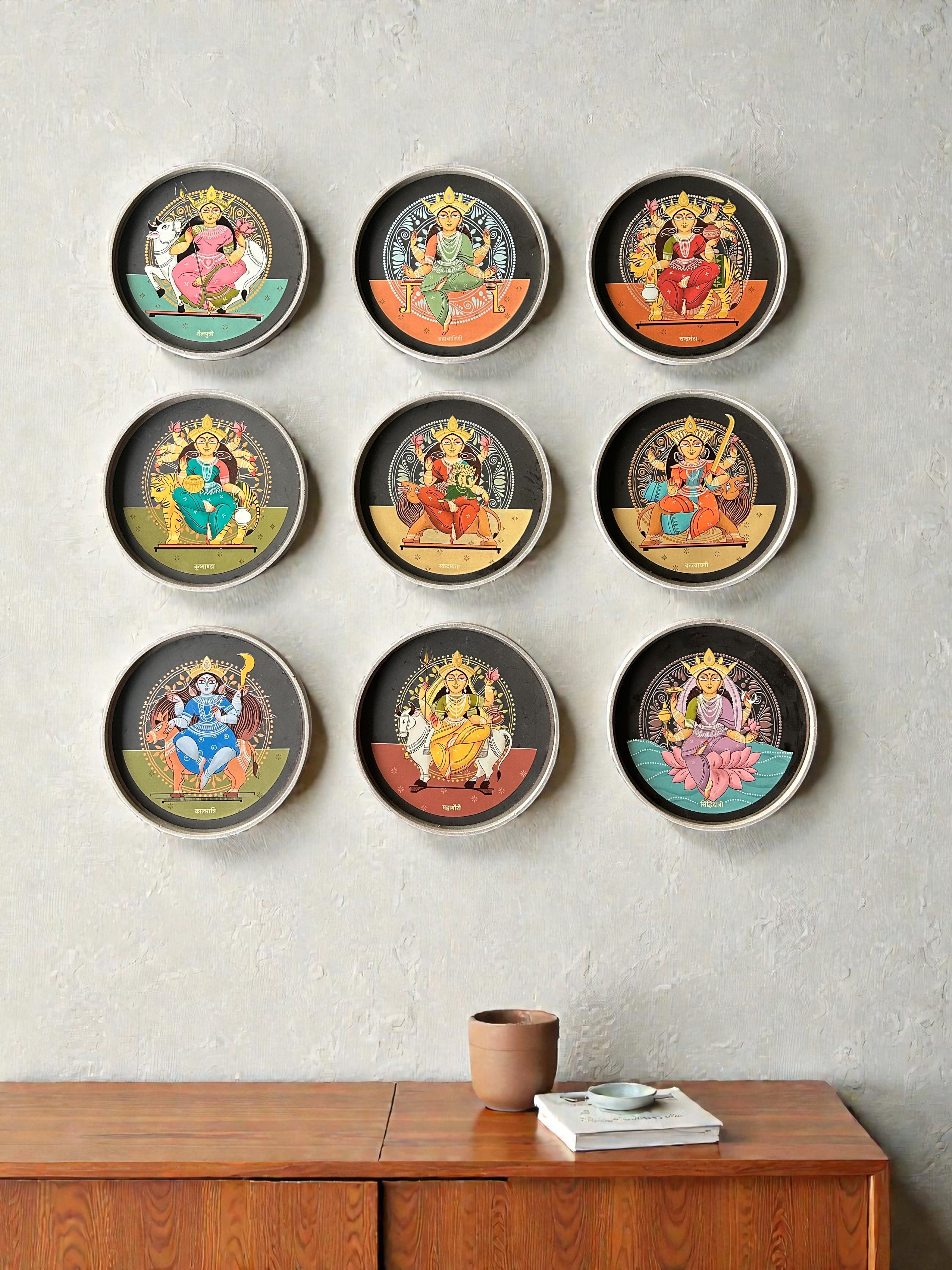 NAVDURGA (SET OF 9) -  DECOR PLATES - 18.5 cm