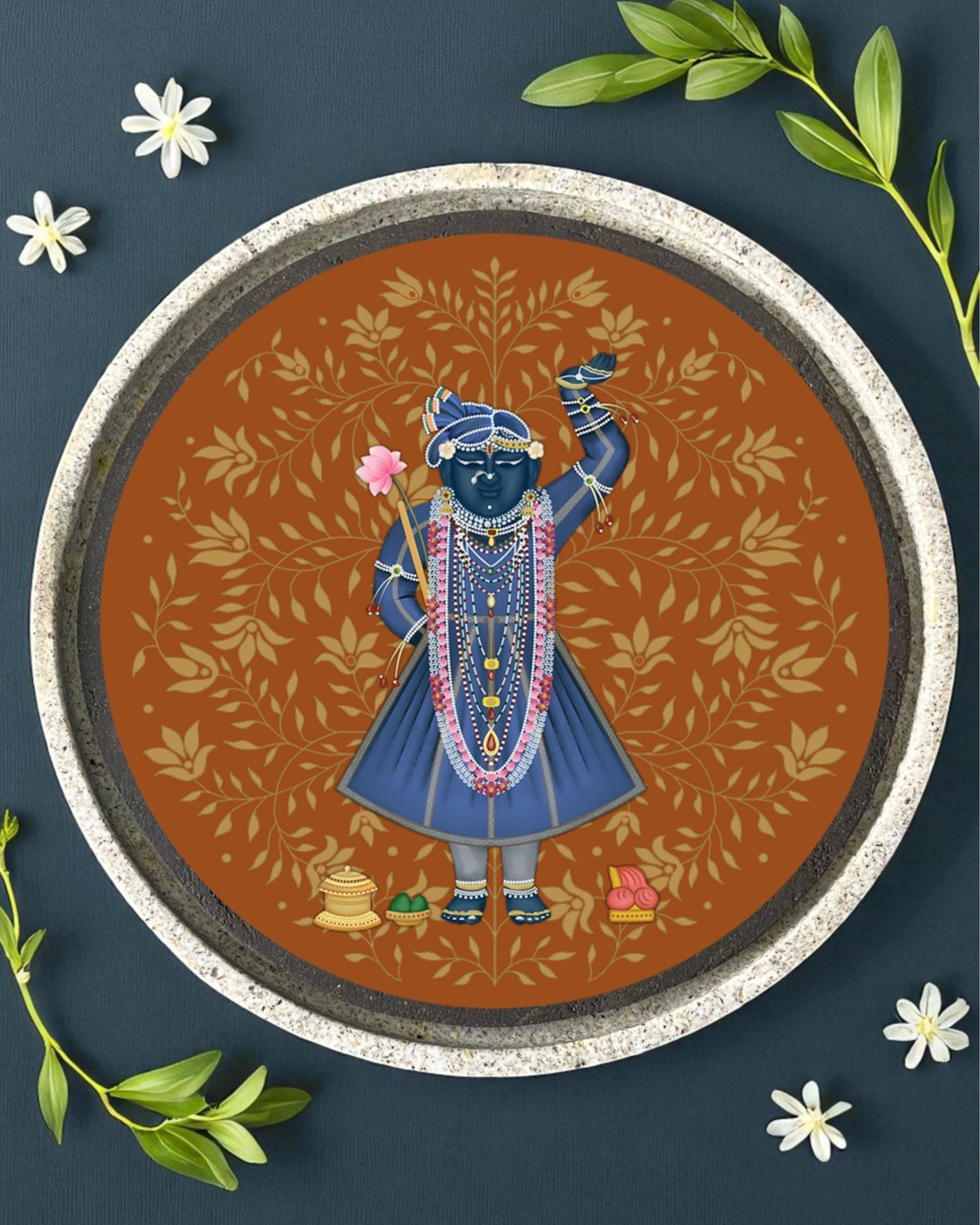 SUSHOBHAN THALI  - DARSHAN SET - Set of 1 Mukharvind (25 cm) and  8 Darshans (18.5 cm)