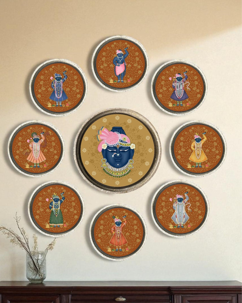 SUSHOBHAN THALI - DARSHAN SET - Set of 1 Mukharvind (25 cm) and 8 Darshans (18.5 cm)