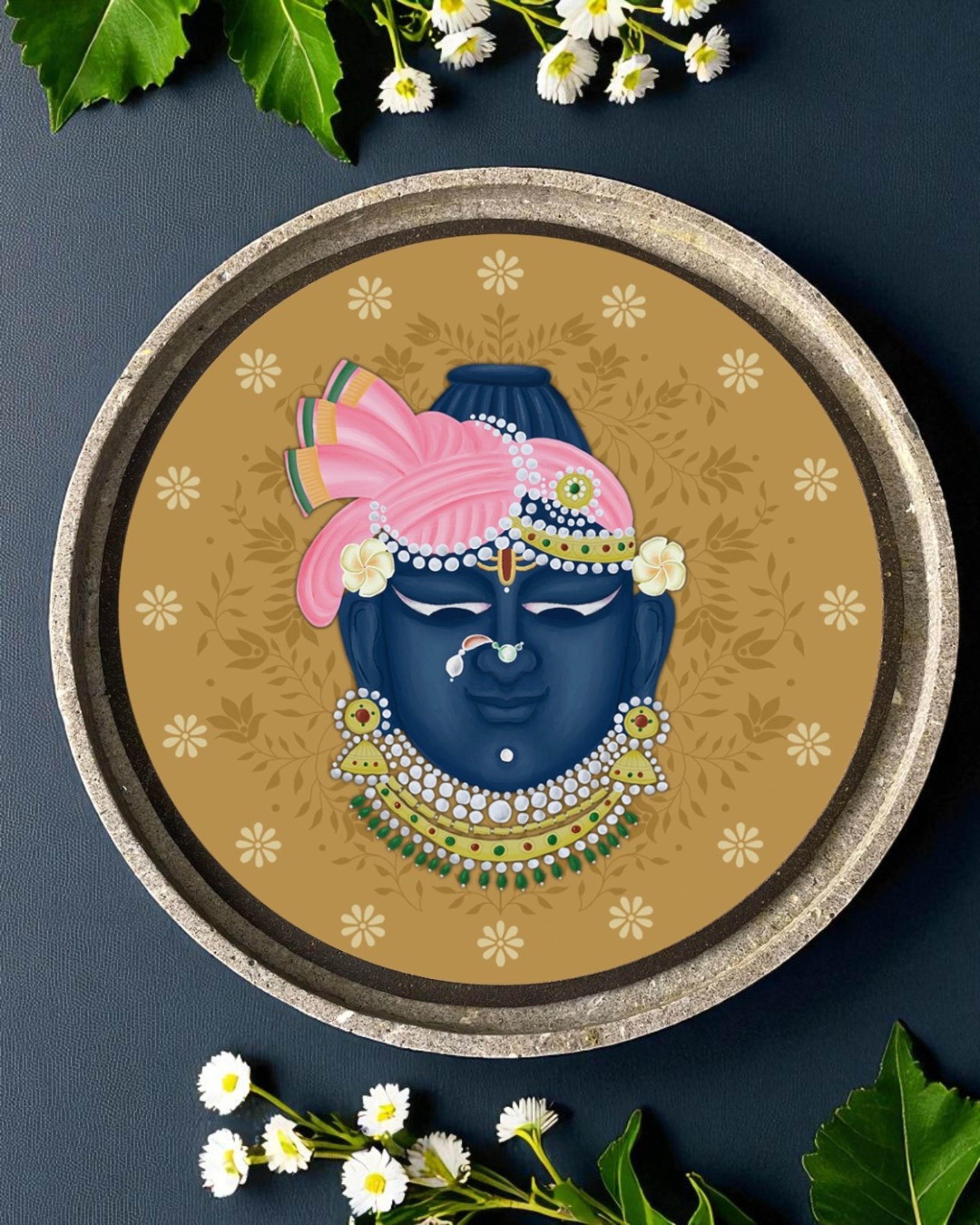 SUSHOBHAN THALI  - DARSHAN SET - Set of 1 Mukharvind and 8 Darshans (25cm)