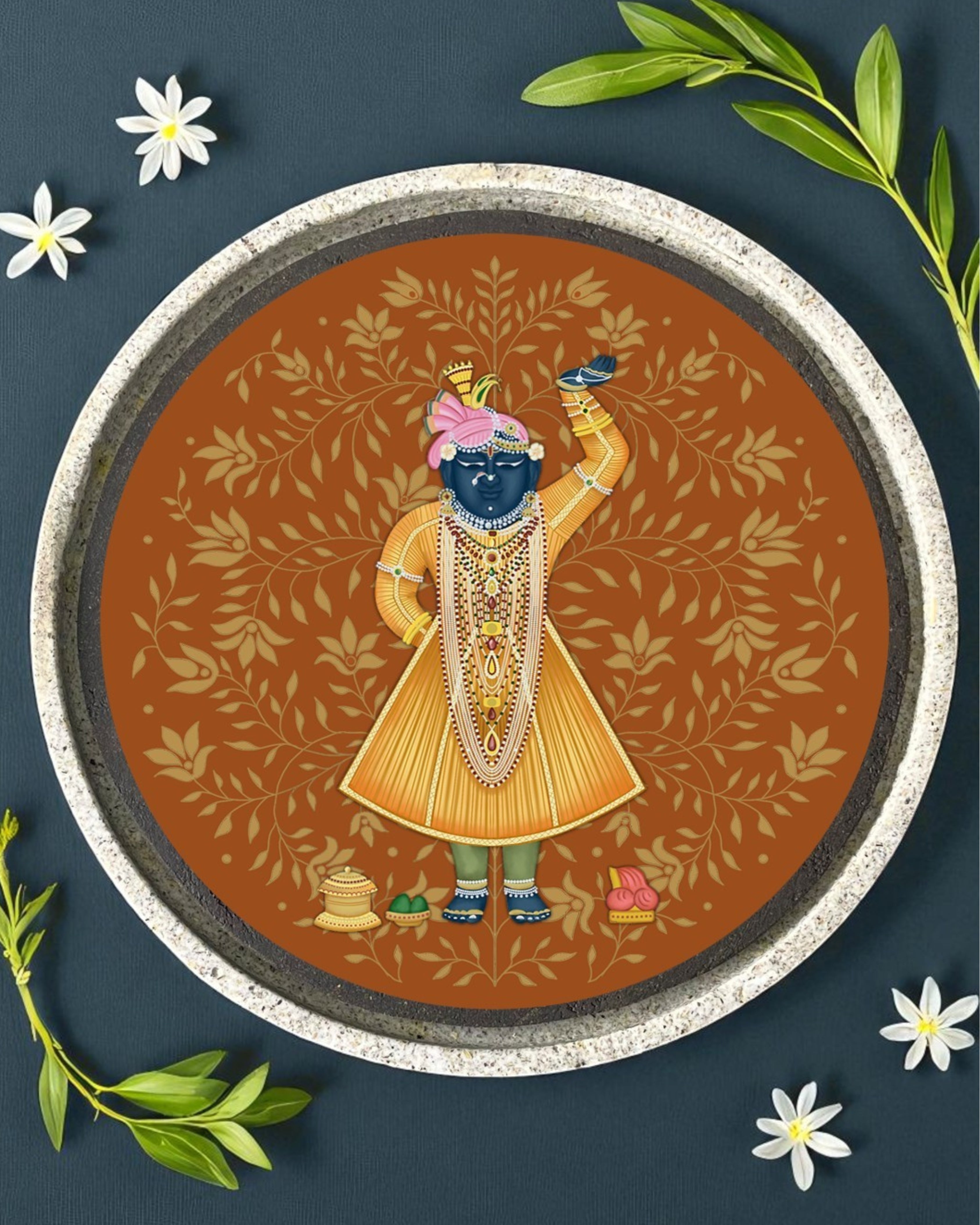 SUSHOBHAN THALI  - DARSHAN SET - Set of 1 Mukharvind (25 cm) and  8 Darshans (18.5 cm)