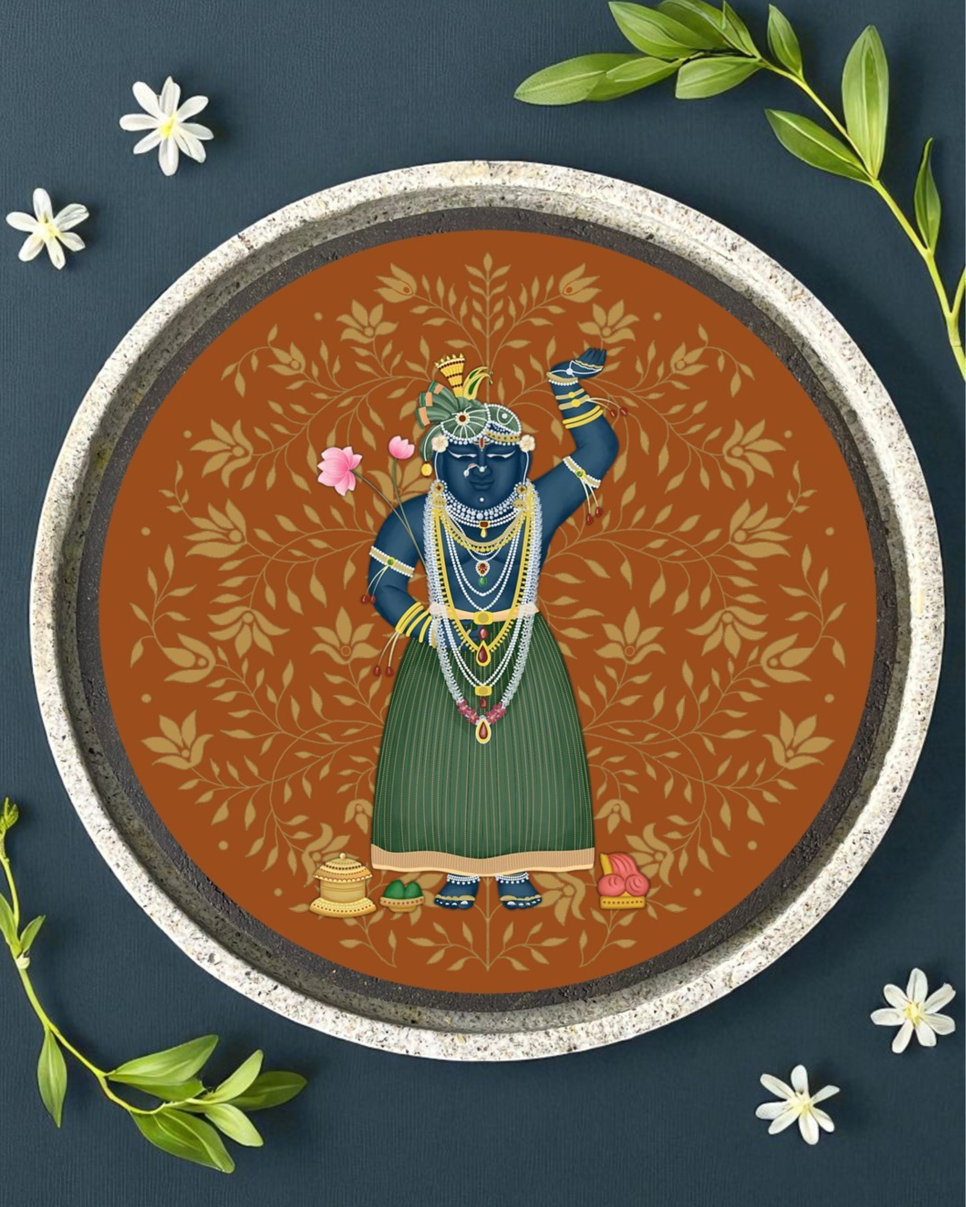 SUSHOBHAN THALI  - DARSHAN SET - Set of 1 Mukharvind and 8 Darshans (25cm)