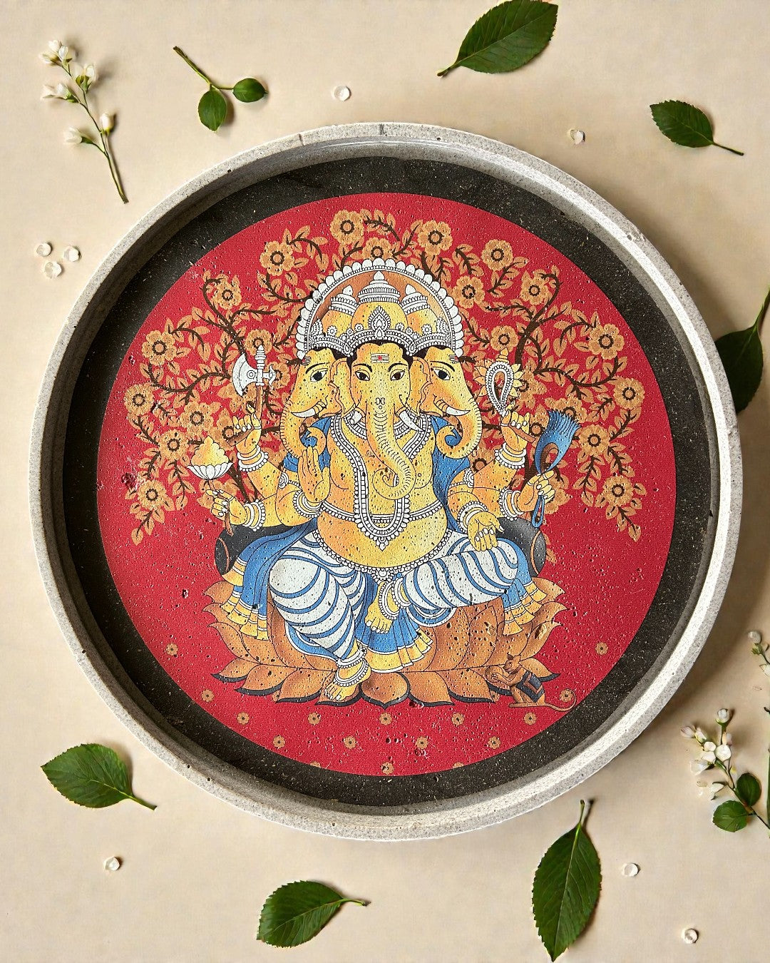 SUSHOBHAN THALI - Trimukhi Ganesha (18.5 cm)