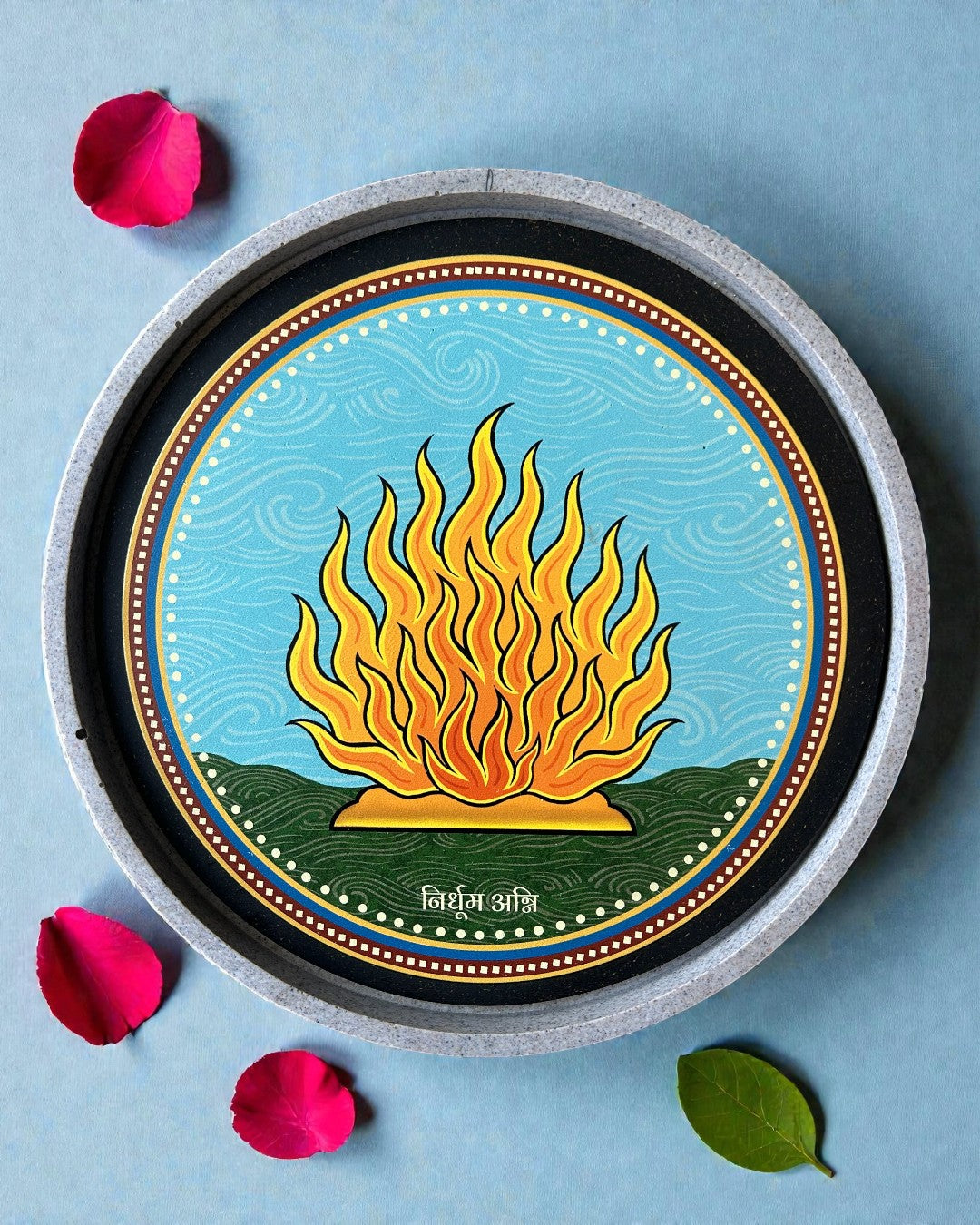 Jain Swapna sacred fire symbol decor plate