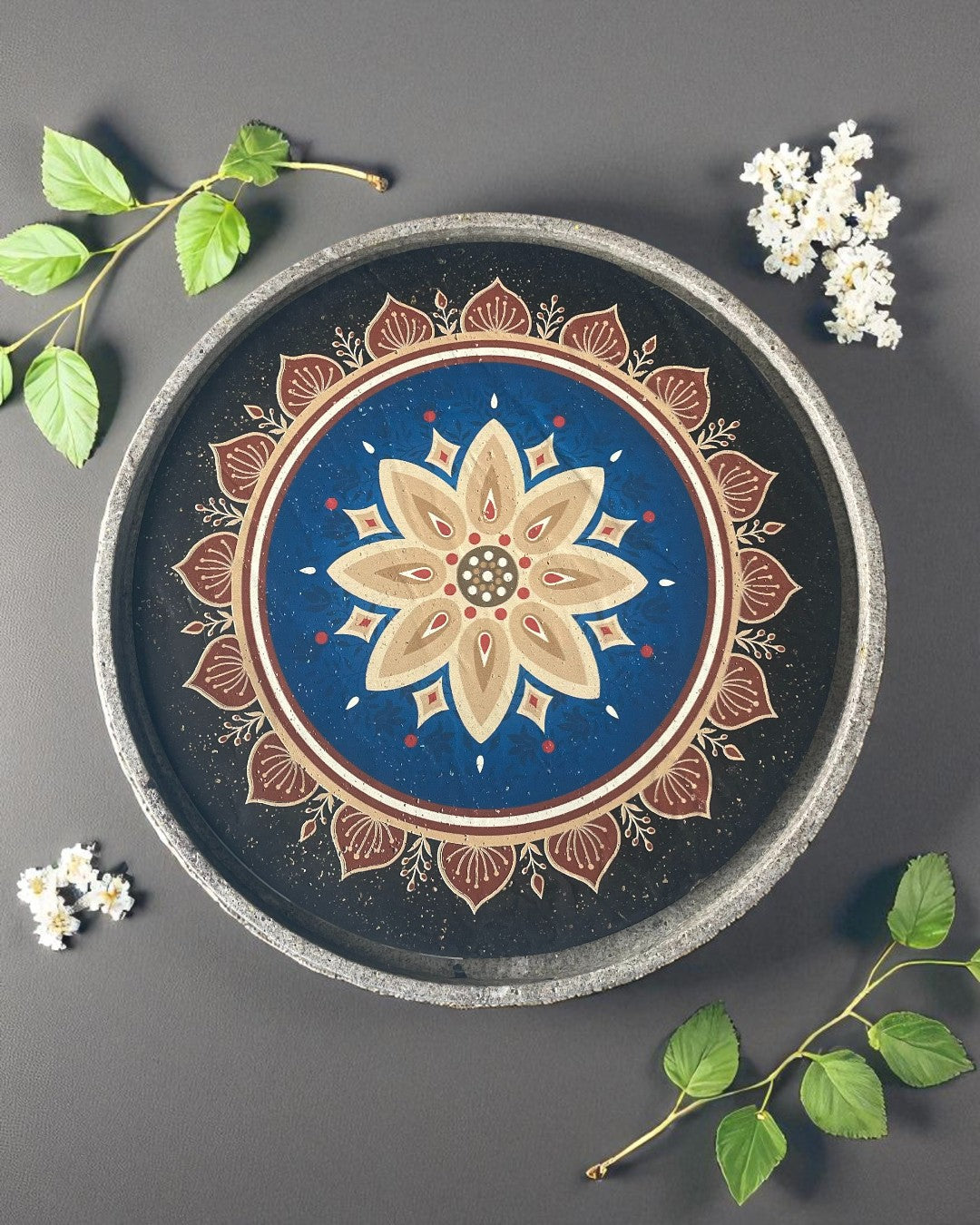 ASHTAMANGAL DECOR PLATES (SET OF 8) - 25 cm